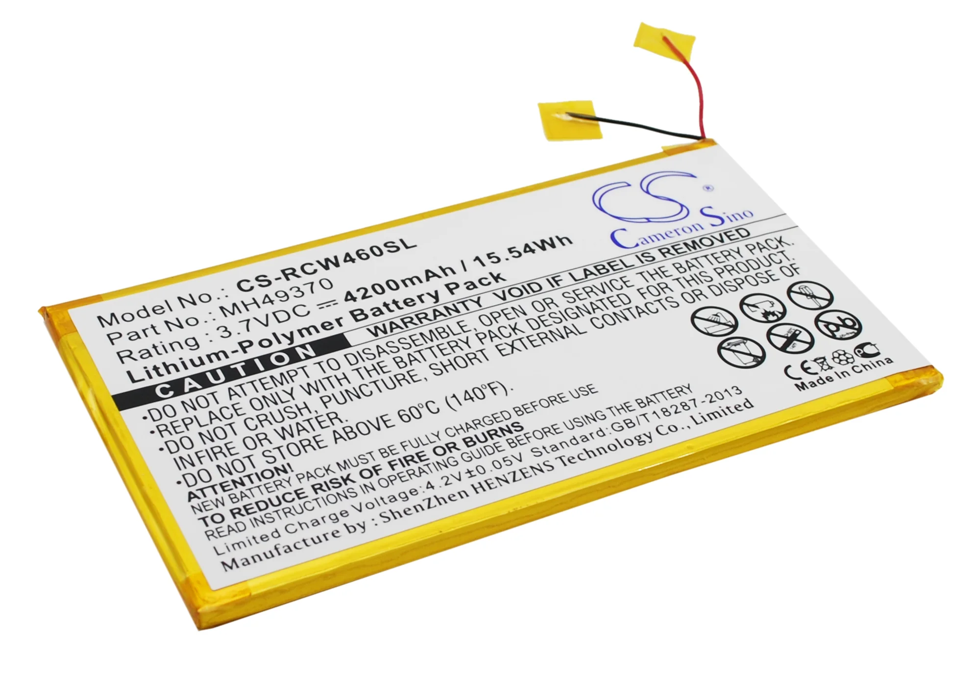 CS-RCW460SL : Battery for RCA RCT6203W46, 10", RCT6203W46 10" - Replaces RCA MH49370 - Image 2