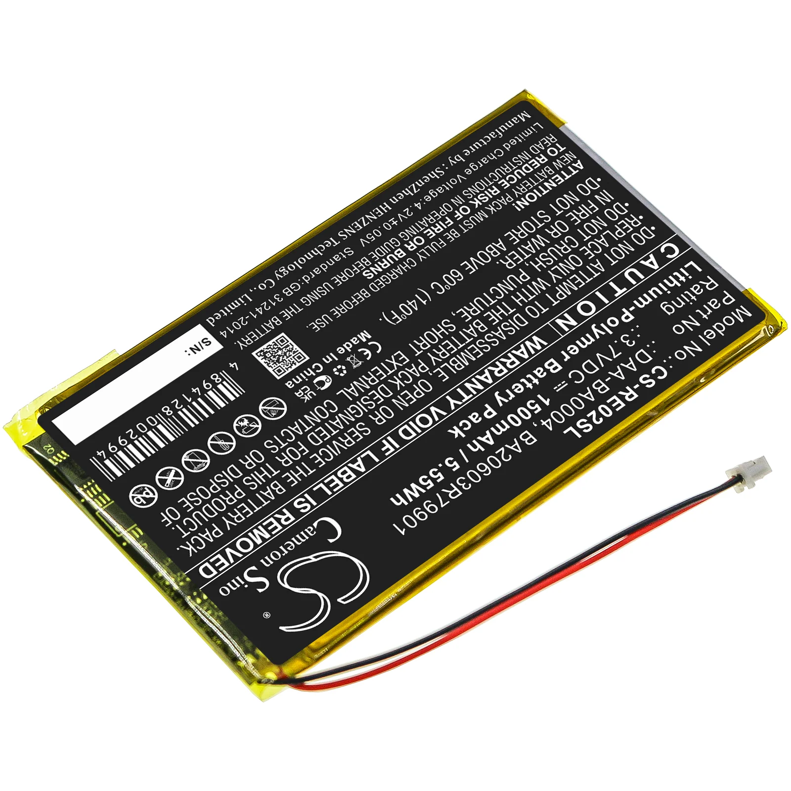 CS-RE02SL : Battery for Creative Labs Nomad Jukebox ZenTouch, Zen Touch 20GB, Zen Touch 40GB and others - Replaces Creative DAA-BA0004, BA20603R79901 - Image 2