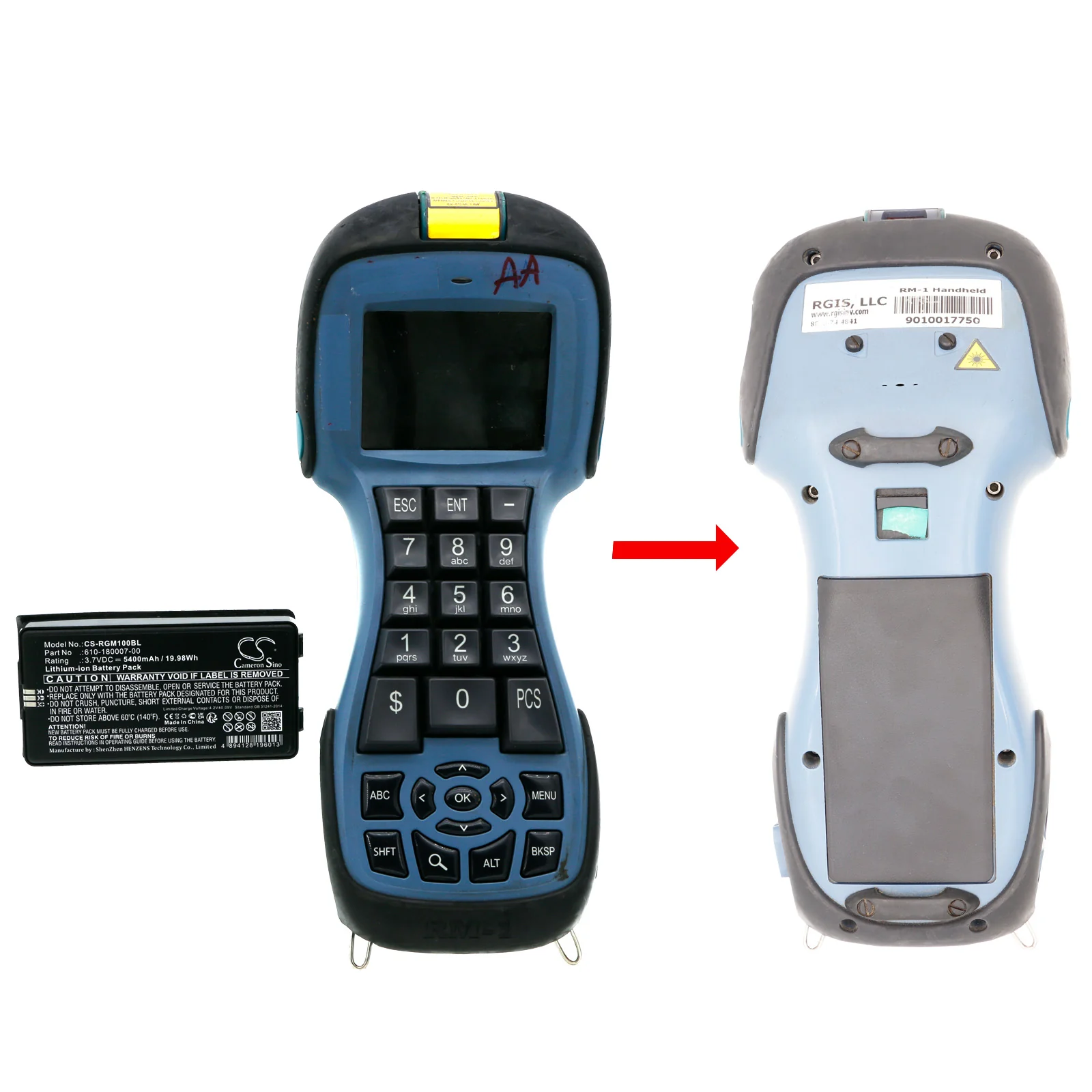 CS-RGM100BL : Battery for RGIS RM-1, 610-190040 - Replaces RGIS 610-180007-00 - Image 3