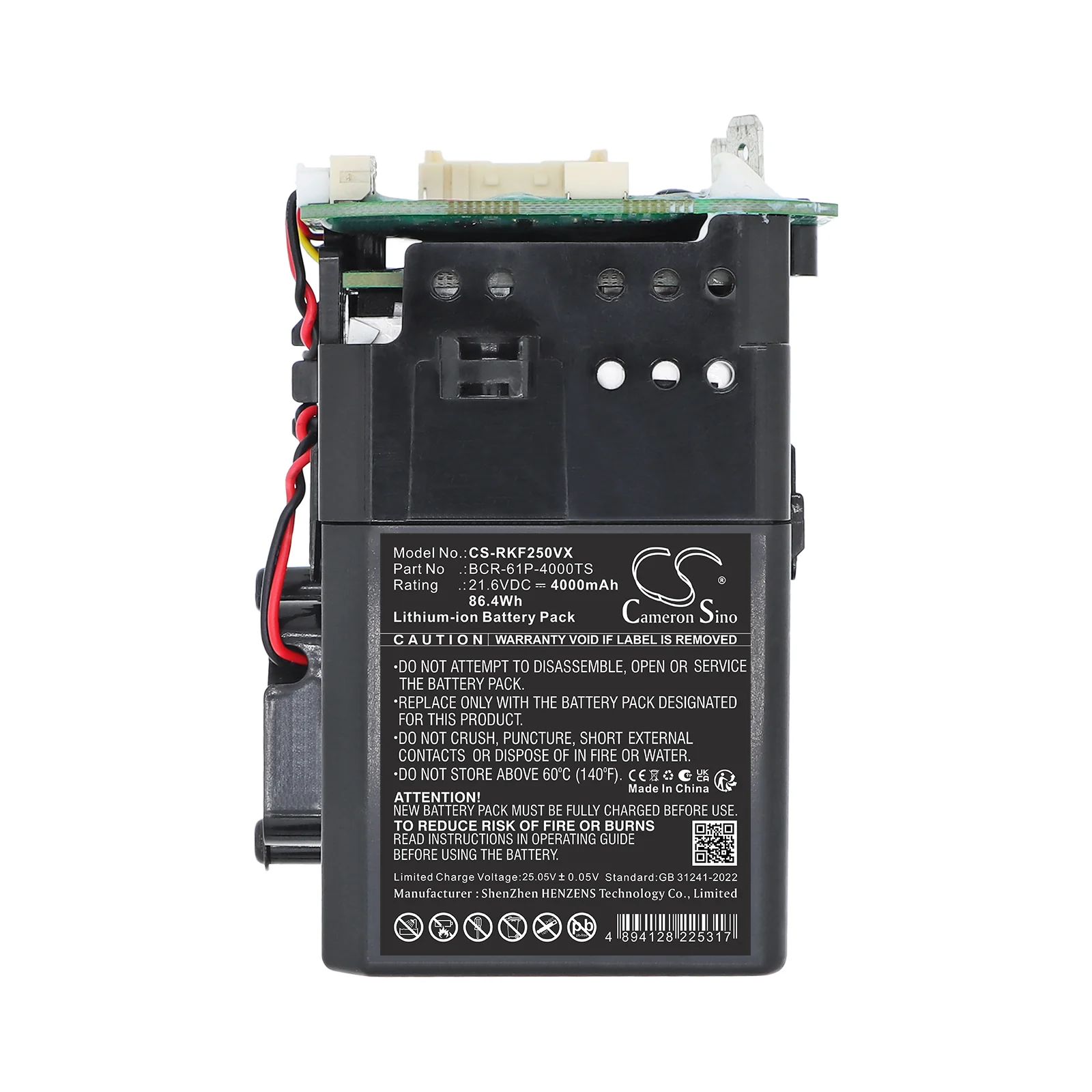 CS-RKF250VX : Battery for Roborock F25,  F25 LT,  F25 RT - Replaces Roborock BCR-61P-4000TS - Image 3