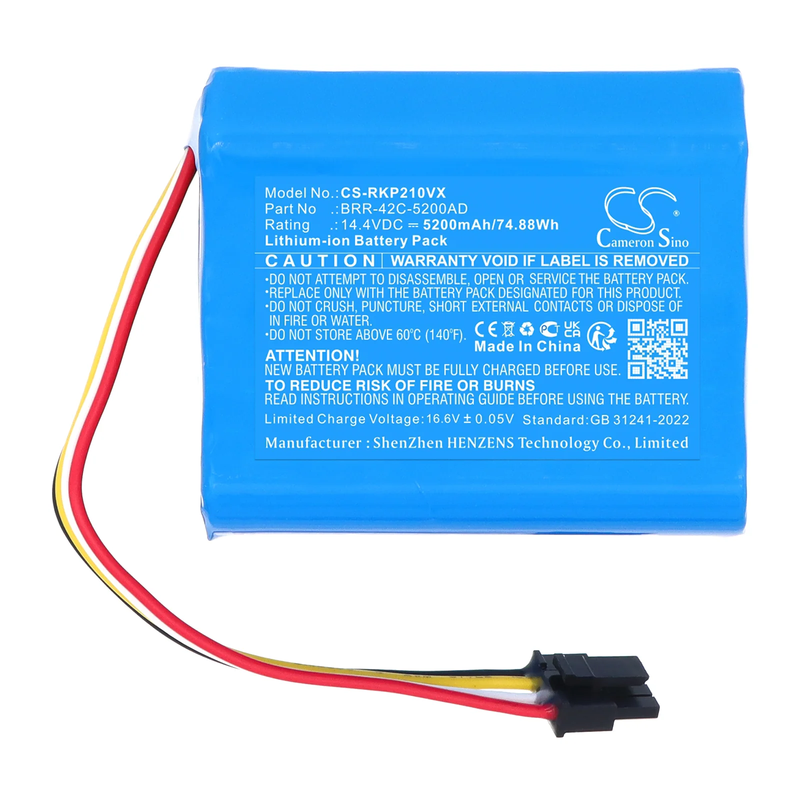 CS-RKP210VX : Battery for Roborock P20 Pro - Replaces Roborock BRR-42C-5200AD - Image 4