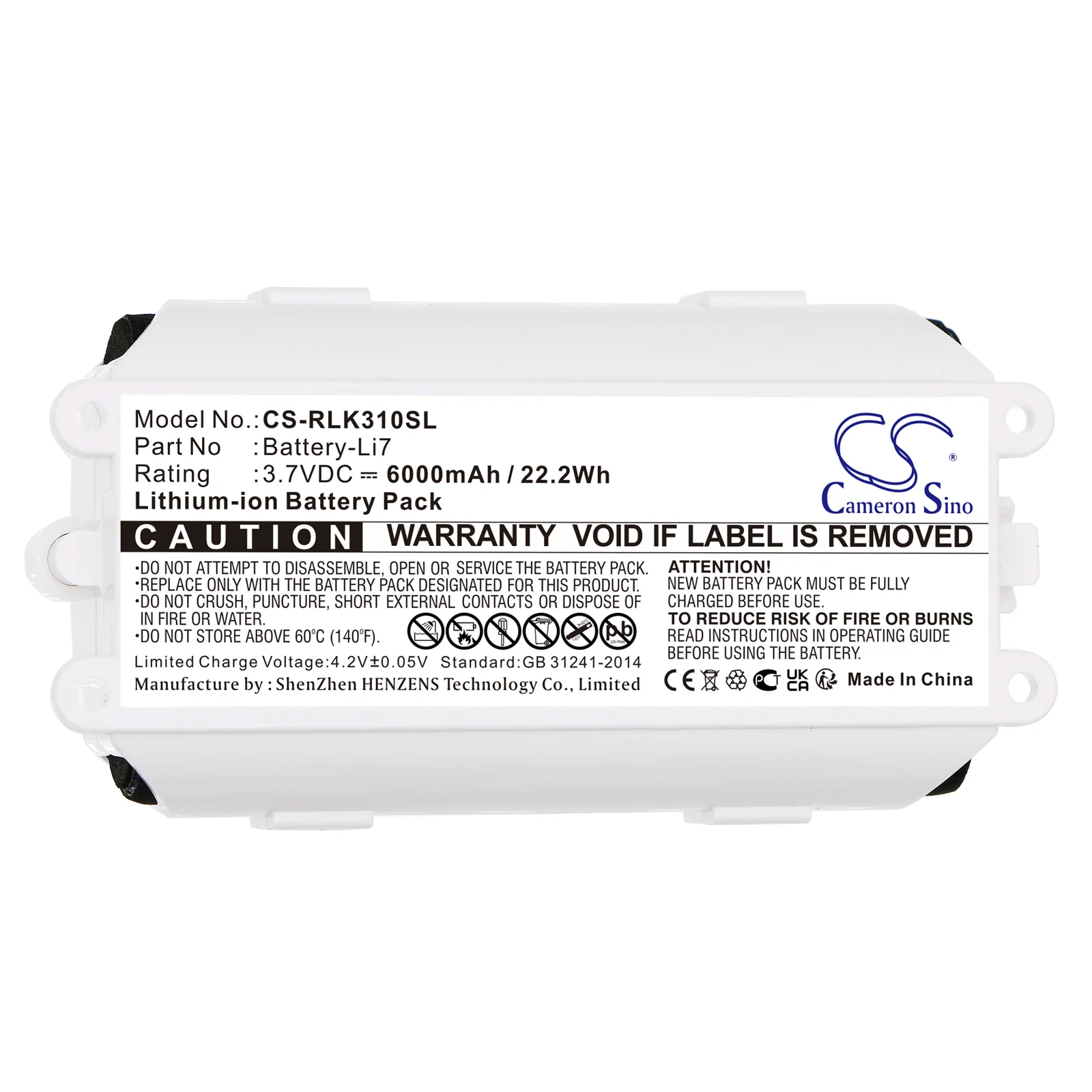 CS-RLK310SL : Battery for Reolink Argus 3 Pro - Replaces Reolink Battery-Li7, 01DQ0040-19T - Image 5