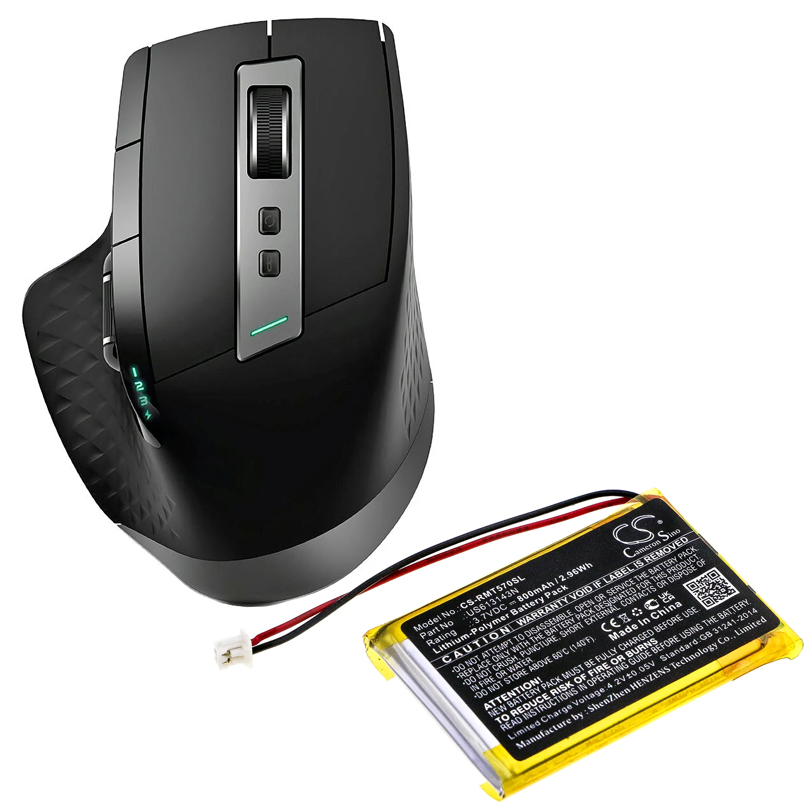 CS-RMT570SL : Battery for Rapoo MT750L, MT750 Pro - Replaces Rapoo US613143N - Image 6
