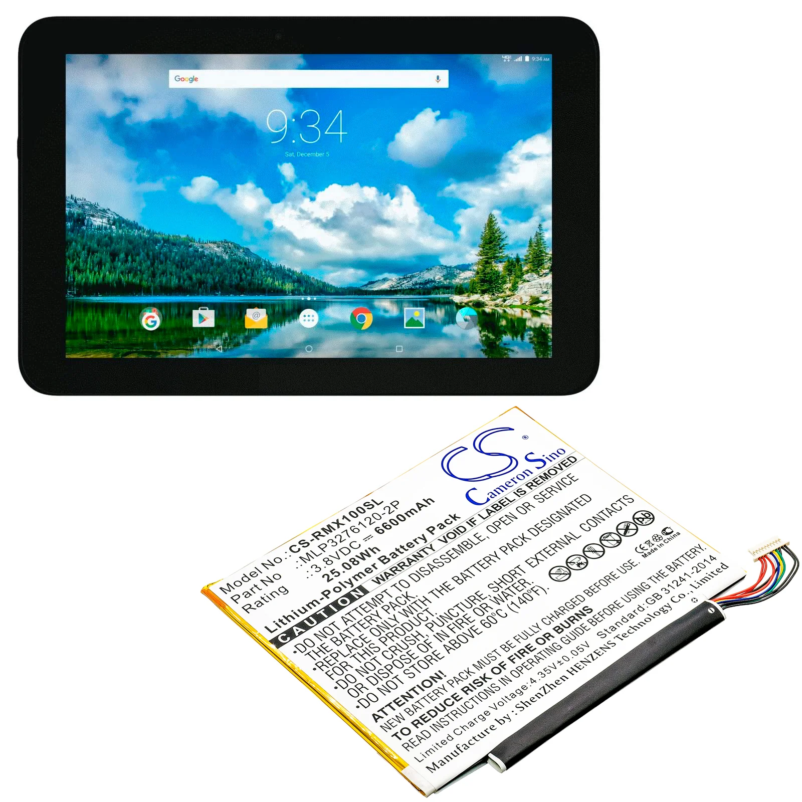 CS-RMX100SL : Battery for Verizon Ellipsis 10, QTAIR7, Ellipsis 10 XLTE and others - Replaces Verizon MLP3276120-2P - Image 5