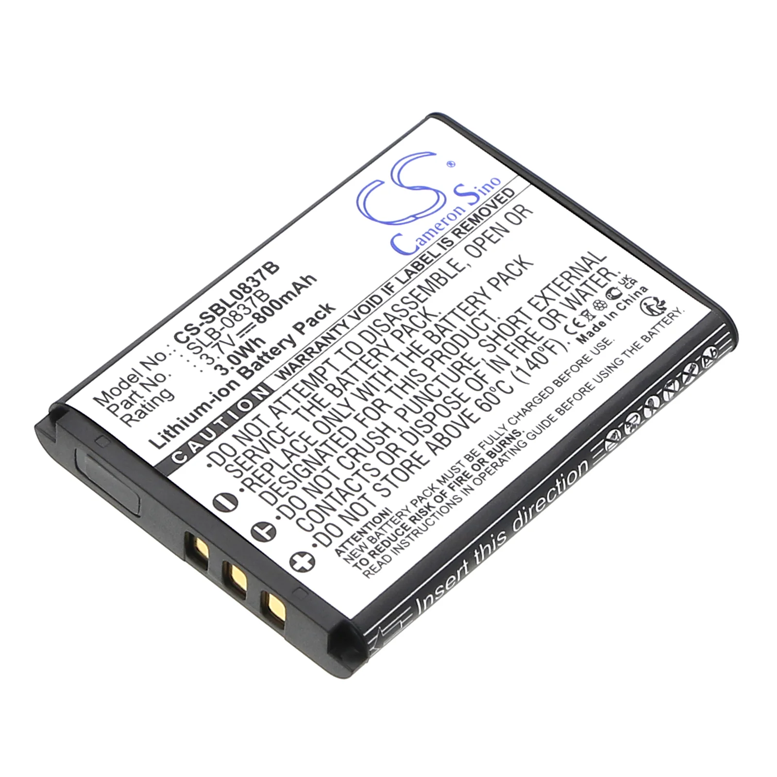 CS-SBL0837B : Battery for Samsung Digimax L70, Digimax L70B, L201 and others - Replaces Samsung SLB-0837B, SLB-0837(B) - Image 4