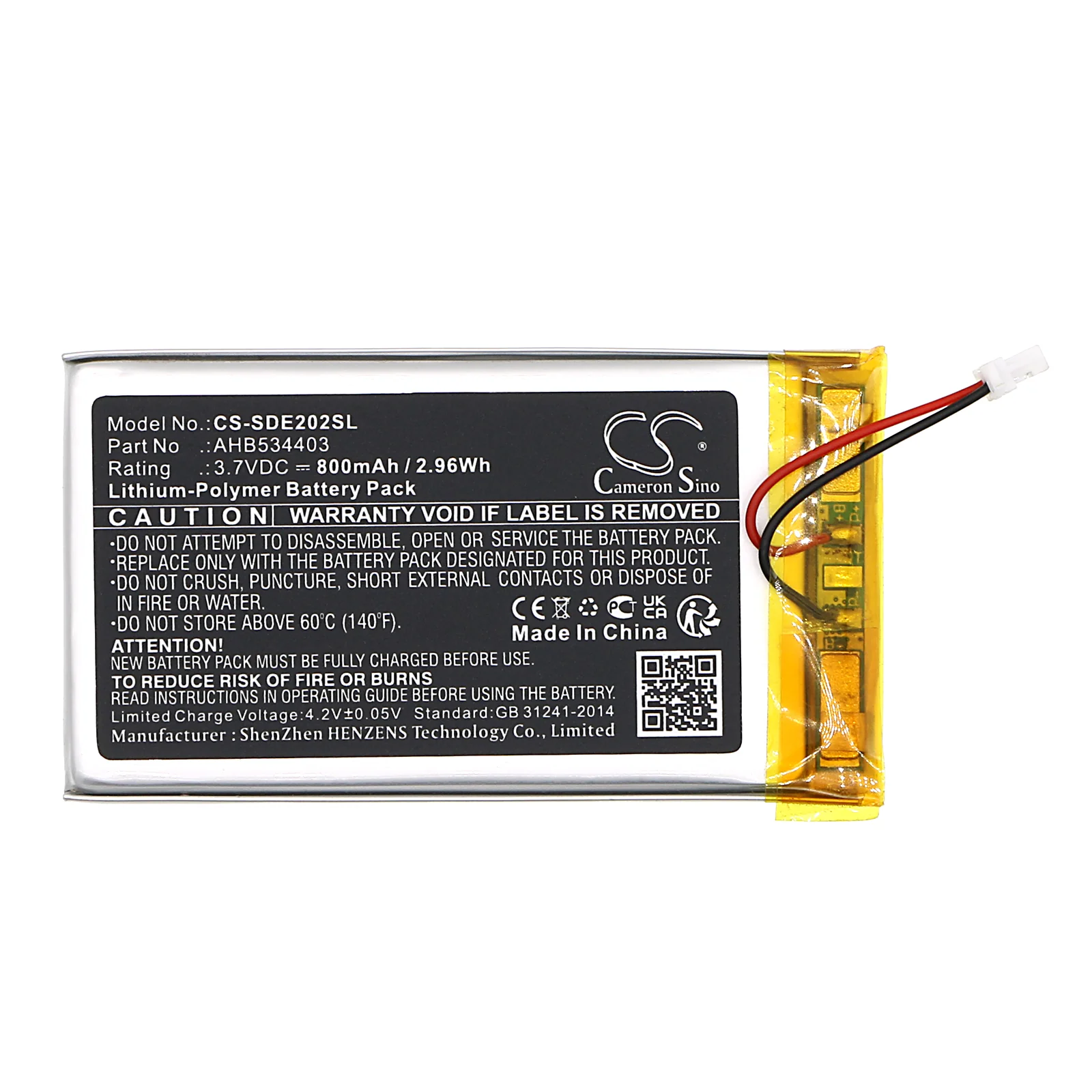 CS-SDE202SL : Battery for Sennheiser HDE2020-II, HDE 2020-II, HDE 2020-D and others - Replaces Sennheiser AHB534403 - Image 3