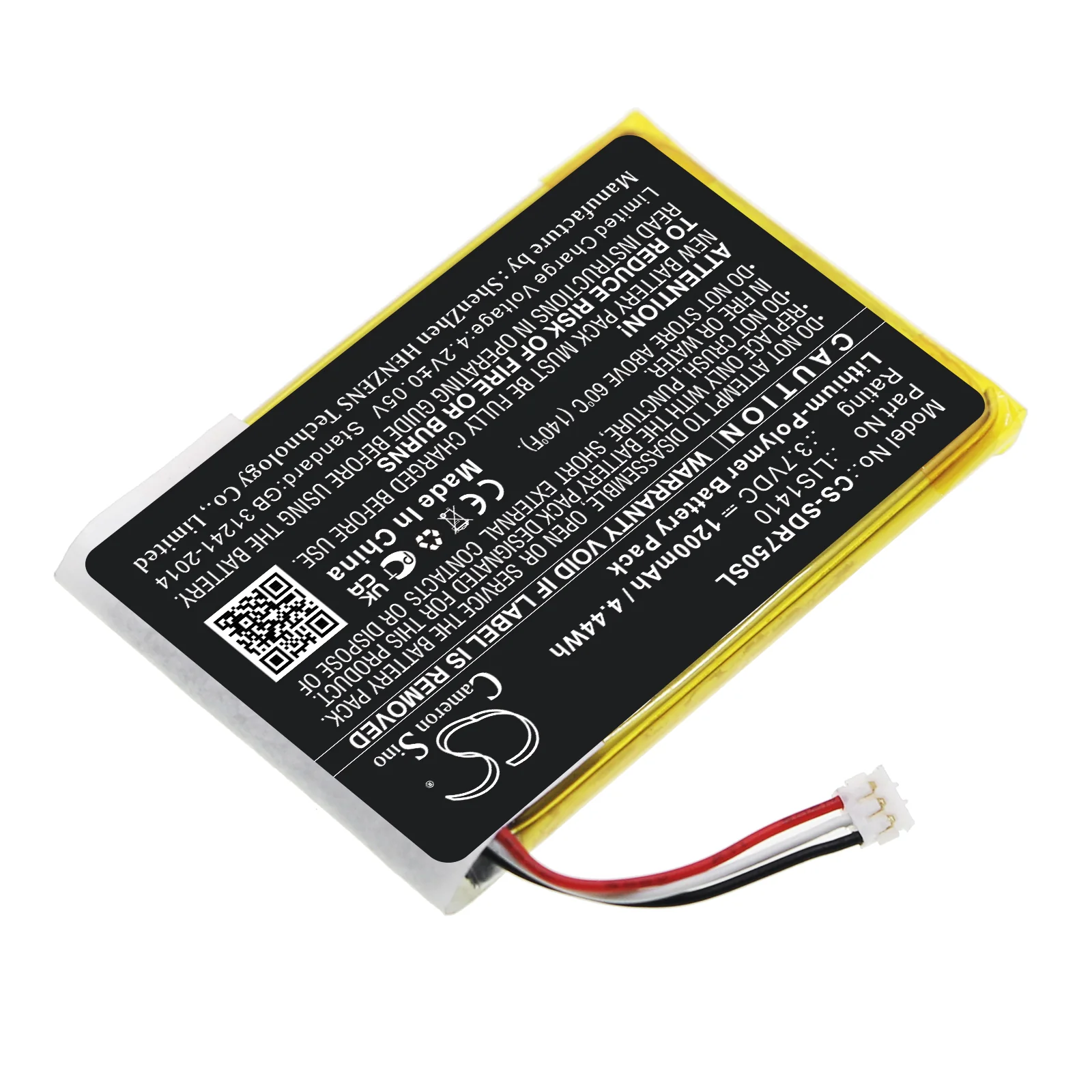 CS-SDR750SL : Battery for Sony MDR-DS7500 - Replaces Sony LIS1410 - Image 2