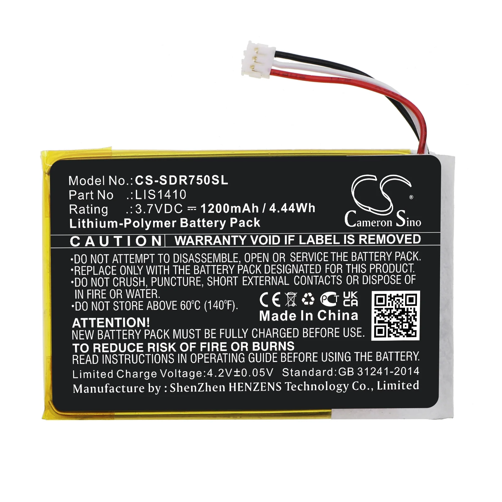 CS-SDR750SL : Battery for Sony MDR-DS7500 - Replaces Sony LIS1410 - Image 3
