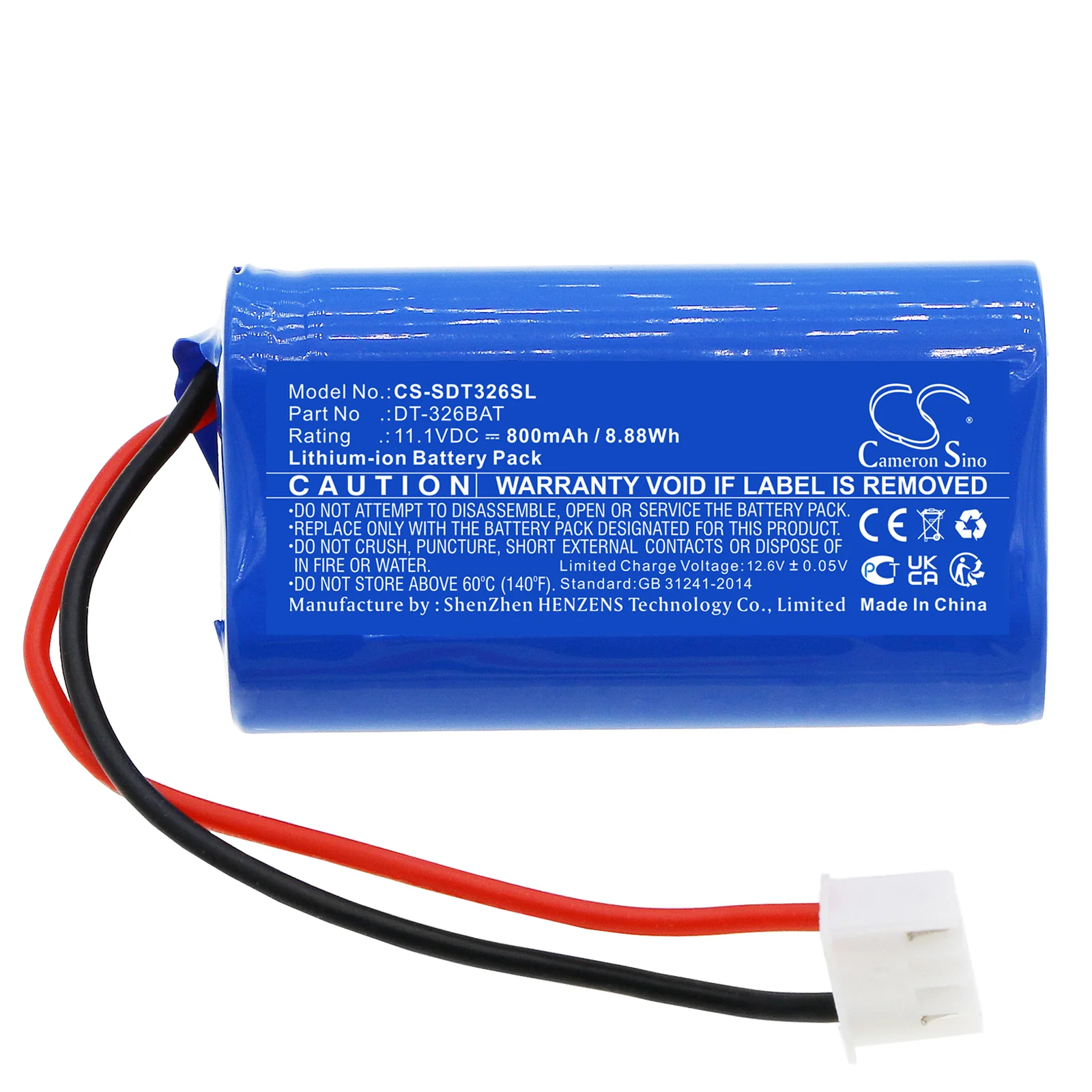 CS-SDT326SL : Battery for Shimpo DT-326B, DT-326B Strobe - Replaces Shimpo DT-326BAT - Image 4