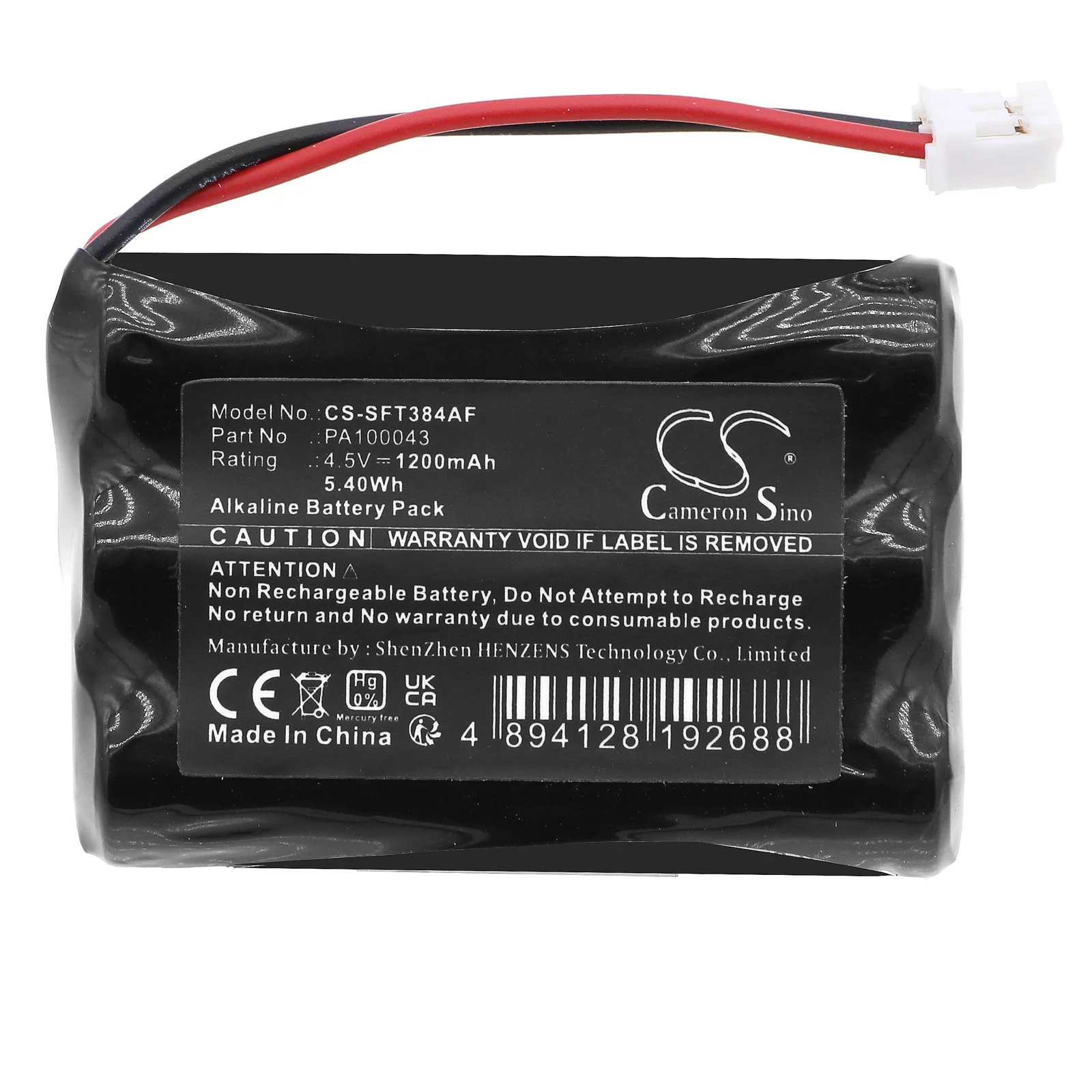 CS-SFT384AF : Battery for Safe-O-Tronic DS, LS, DS-T - Replaces Safe-O-Tronic 38400200, 198182, PA100043 - Image 3