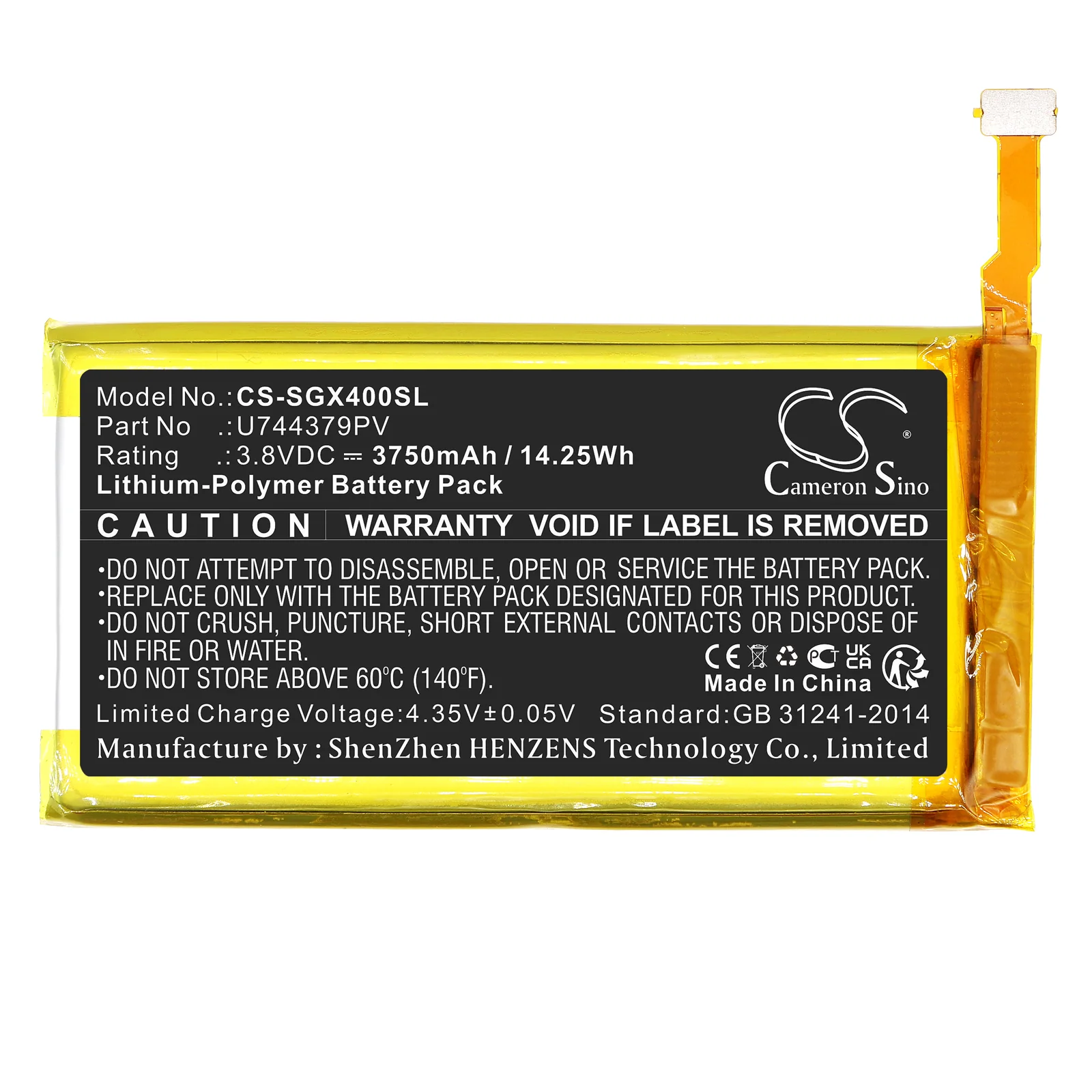 CS-SGX400SL : Battery for SkyGolf SkyCaddie SX400 - Replaces SkyGolf U744379PV - Image 3