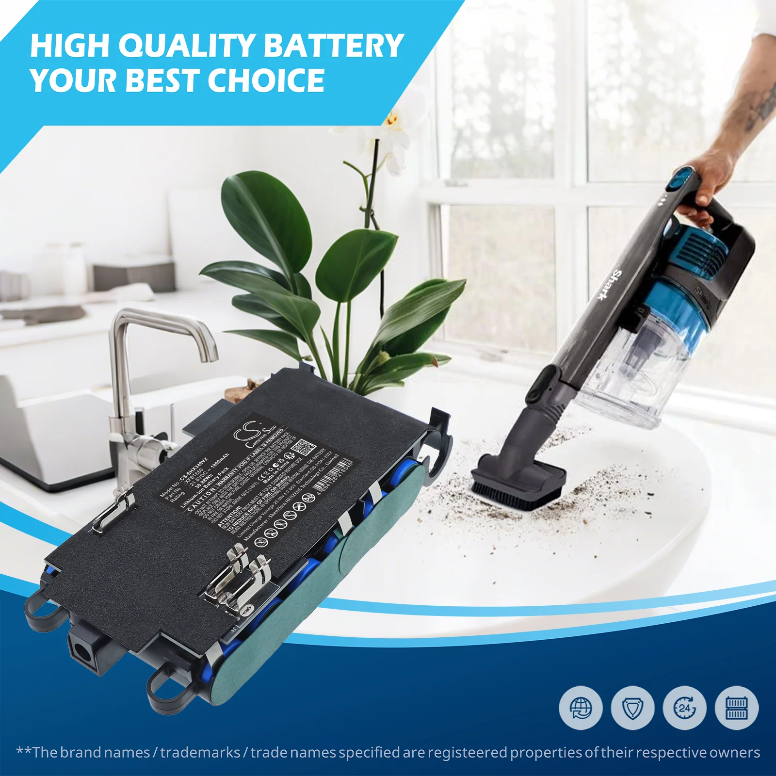 CS-SHX340VX : Battery for Shark IX140H, IX141H, IZ340H - Replaces Shark XFBT650 - Image 3