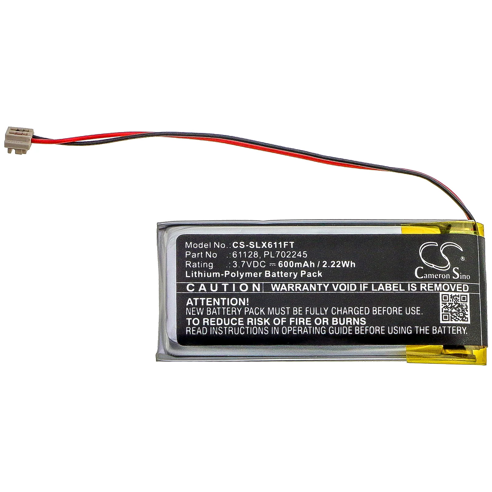 CS-SLX611FT : Battery for Streamlight ClipMate USB - Replaces Streamlight 61128, PL702245 - Image 3
