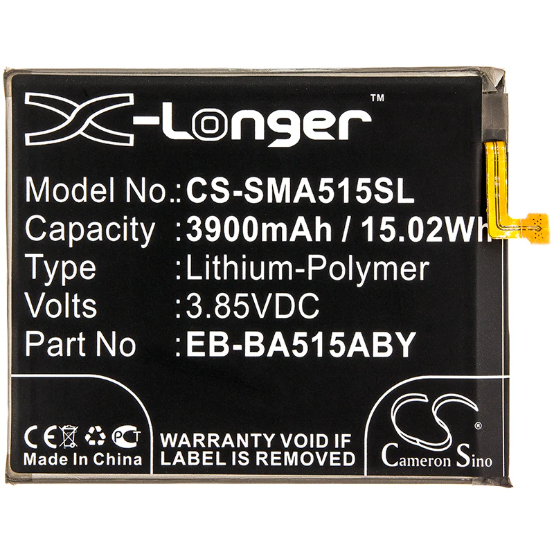 CS-SMA515SL : Battery for Samsung Galaxy A51 2019, SM-A515F/N, SM-A515F/DST and others - Replaces Samsung EB-BA515ABY, EB-BA515ABE - Image 3