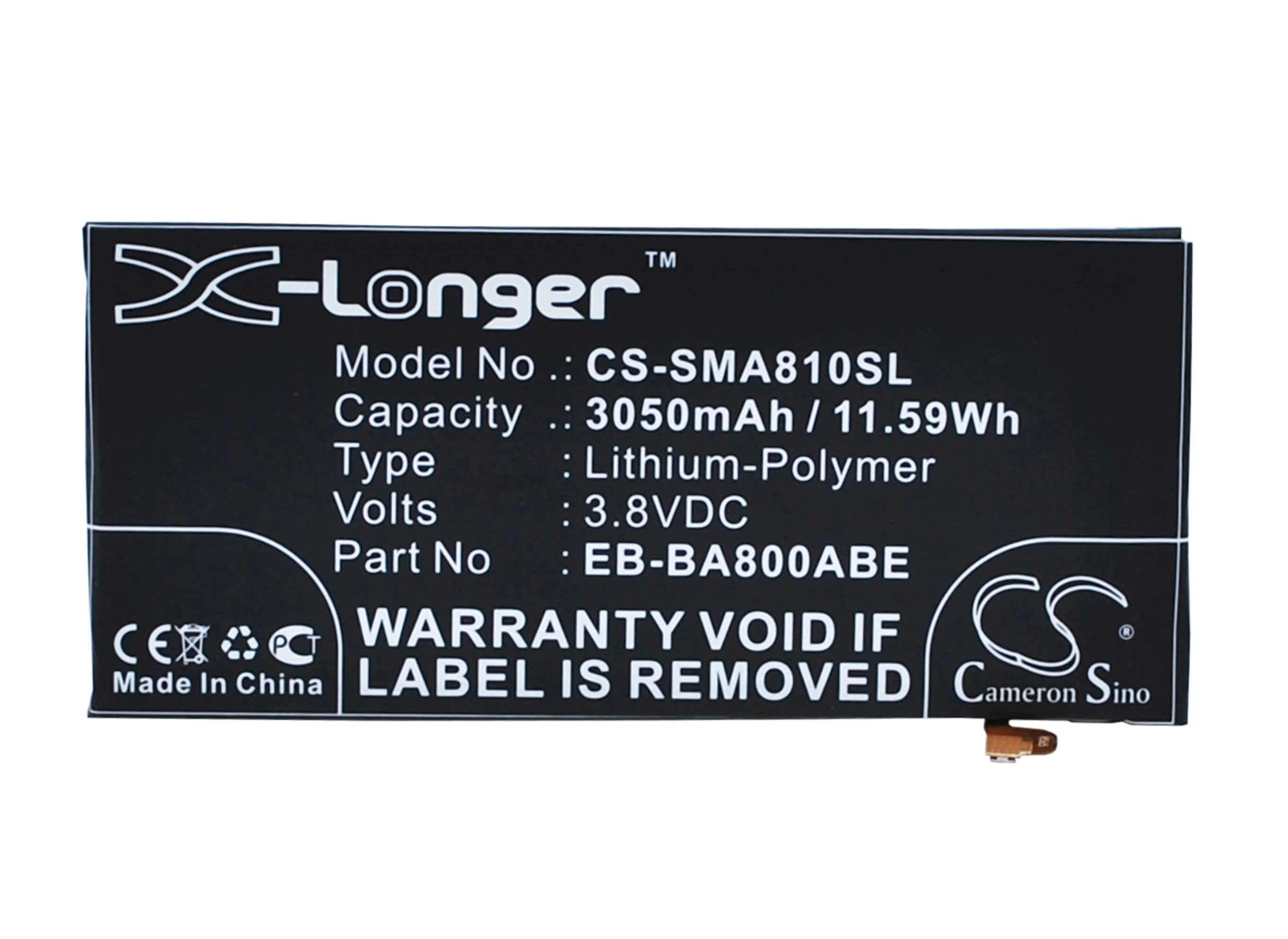 CS-SMA810SL : Battery for Samsung SM-A8000, Galaxy A8 Duos, SM-A800YZ and others - Replaces Samsung EB-BA800ABE
