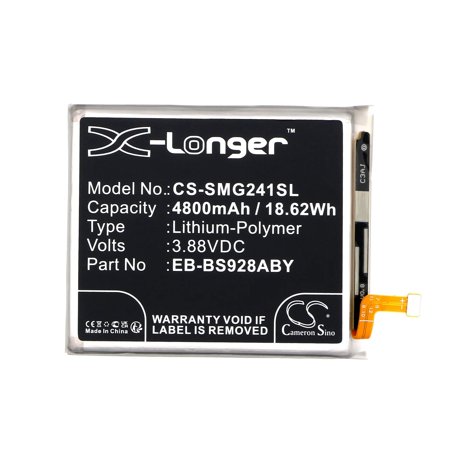 CS-SMG241SL : Battery for Samsung Galaxy S24 Ultra, SM-S928J, SM-S928Q and others - Replaces Samsung EB-BS928ABY, GH82-33387A - Image 3