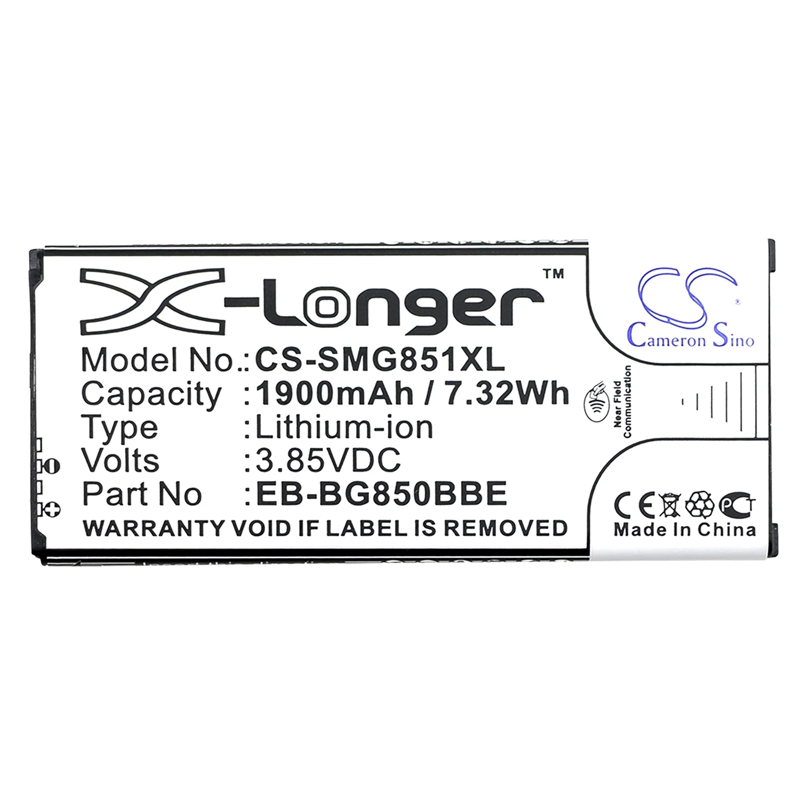 CS-SMG851XL : Battery for Samsung Galaxy Alpha, SM-G850, SM-G850F and others - Replaces Samsung EB-BG850BBE, EB-BG850BBC, EB-BG850BBU - Image 3