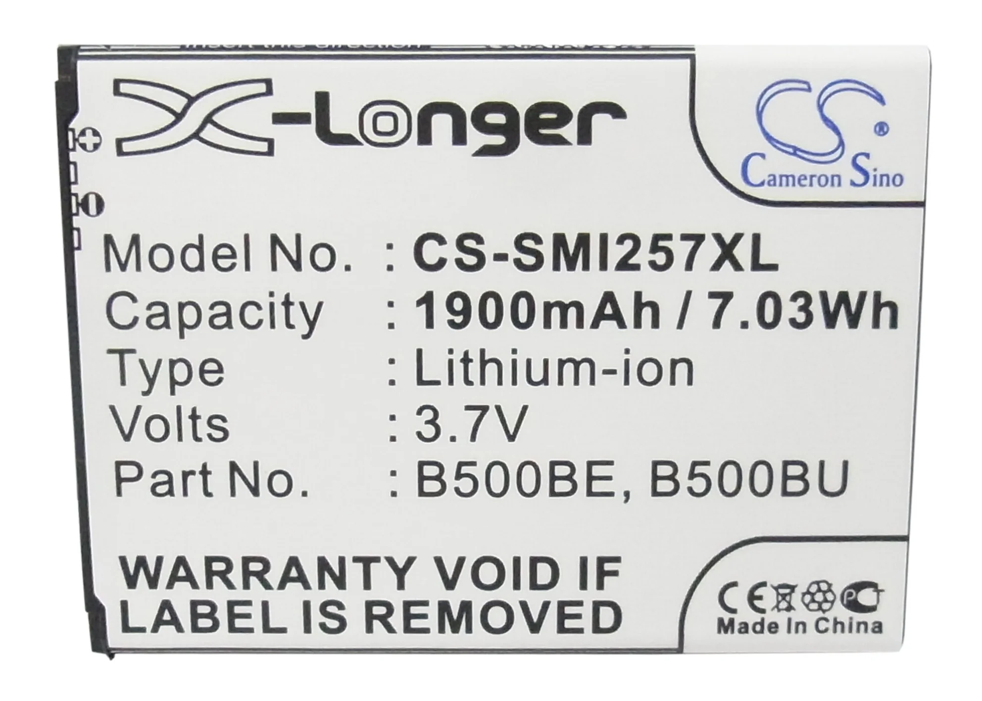CS-SMI257XL : Battery for Samsung GT-i9190, Galaxy S4 Mini, Galaxy S4 Mini LTE and others - Replaces Samsung B500BE, B500AE, B500BU and others - Image 5