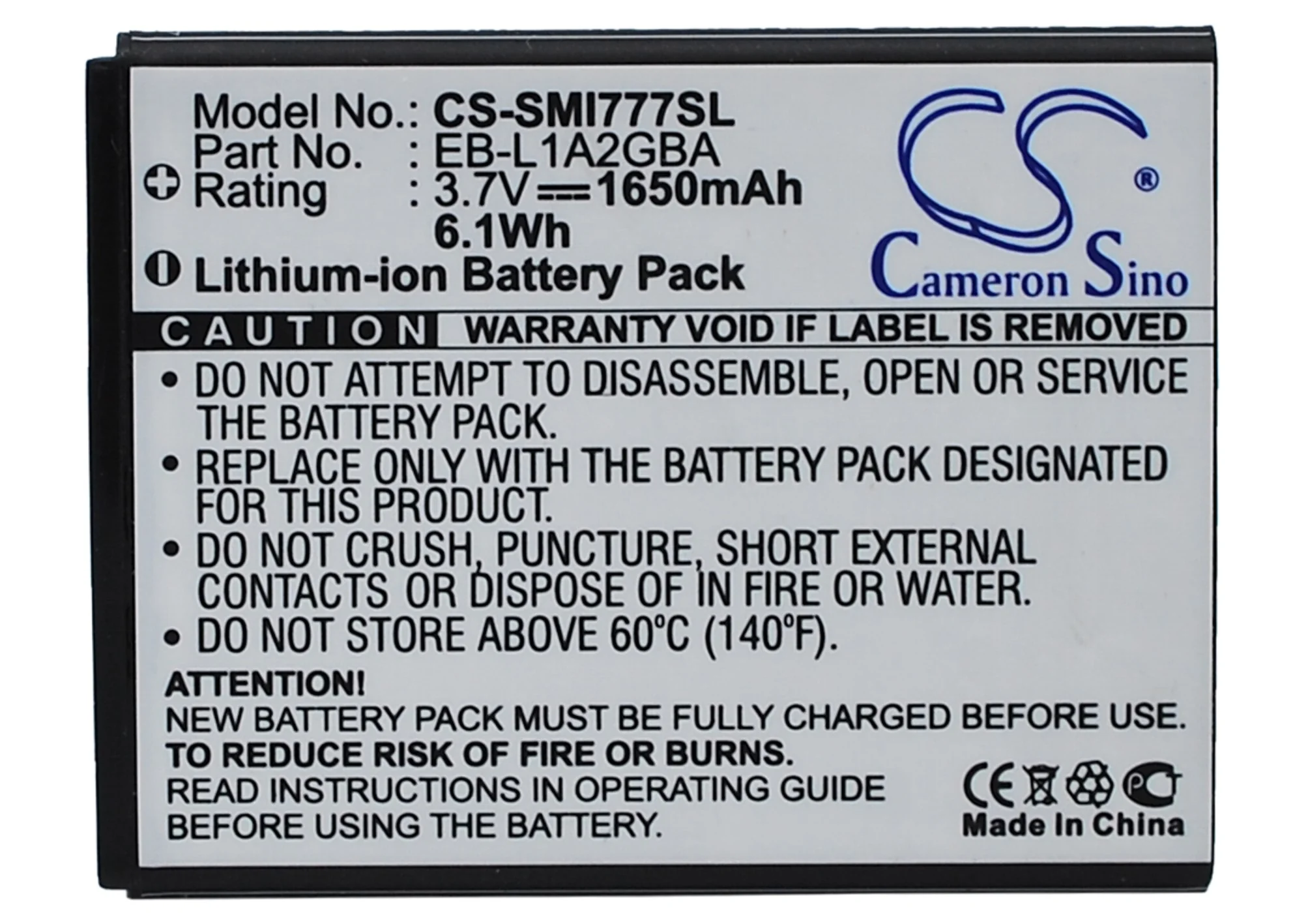 CS-SMI777SL : Battery for Samsung phones - Replaces EB-L1A2GB, EB-L1A2GBA, EB-L1A2GBA/BST - Image 5