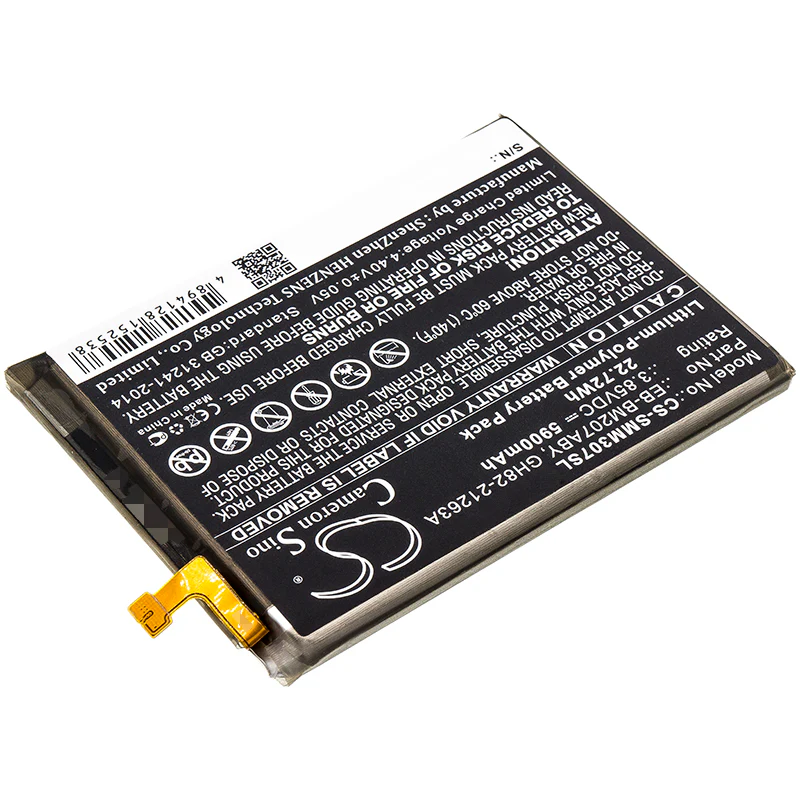 CS-SMM307SL : Battery for Samsung Galaxy M30s, SM-M307F, SM-M307F/DS - Replaces Samsung EB-BM207ABY, GH82-21263A - Image 2