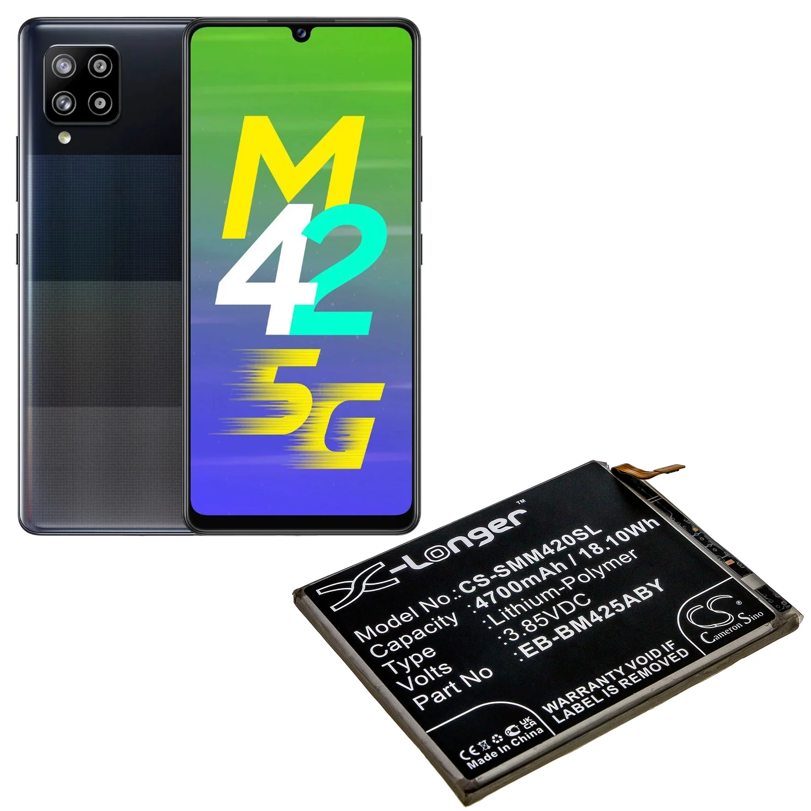 CS-SMM420SL : Battery for Samsung Galaxy M42 - Replaces Samsung EB-BM425ABY - Image 4