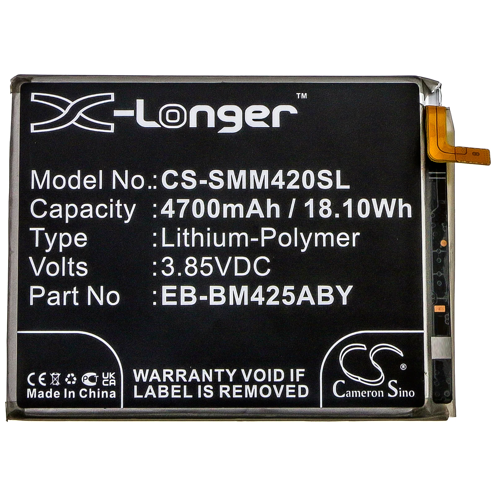 CS-SMM420SL : Battery for Samsung Galaxy M42 - Replaces Samsung EB-BM425ABY - Image 5
