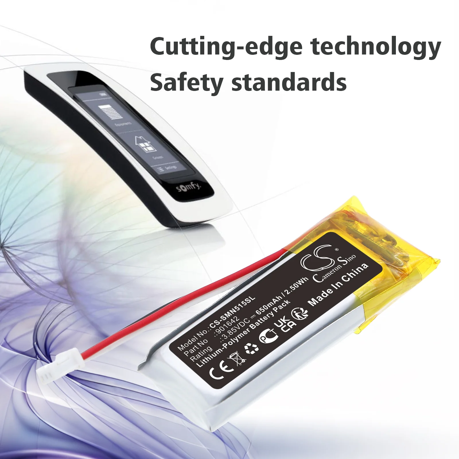 CS-SMN515SL : Battery for Somfy 515657C, 5121348A, Nina IO and others - Replaces Somfy 901642 - Image 3