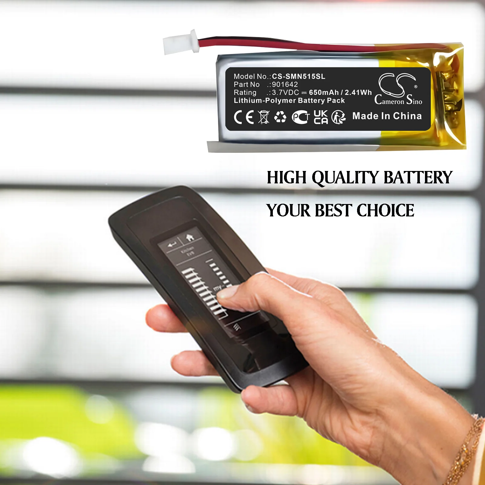 CS-SMN515SL : Battery for Somfy 515657C, 5121348A, Nina IO and others - Replaces Somfy 901642 - Image 5