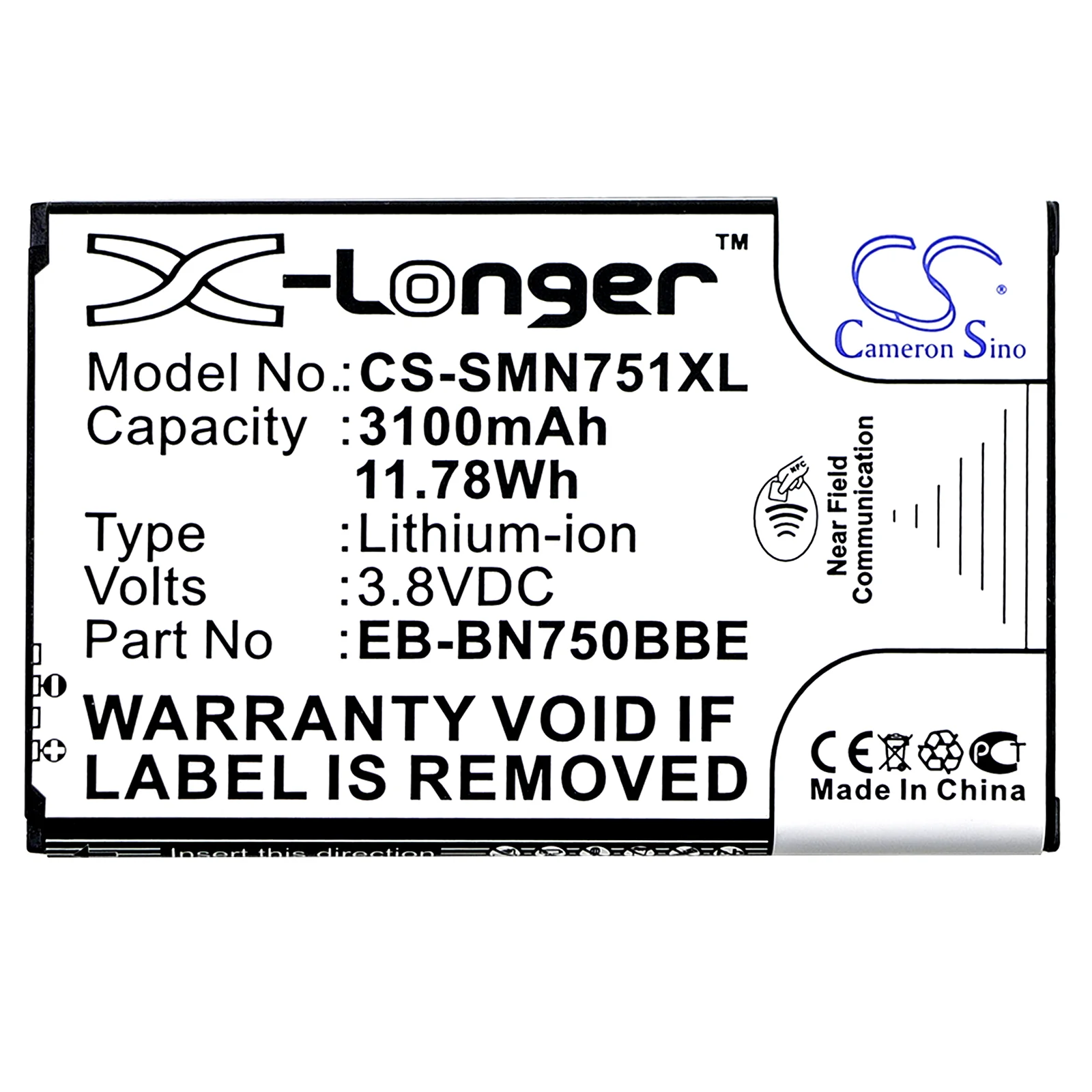 CS-SMN751XL : Battery for Samsung Galaxy Note 3 Neo, Galaxy Note 3 Mini, SM-N7505 and others - Replaces Samsung EB-BN750BBE, EB-BN750BBC - Image 3