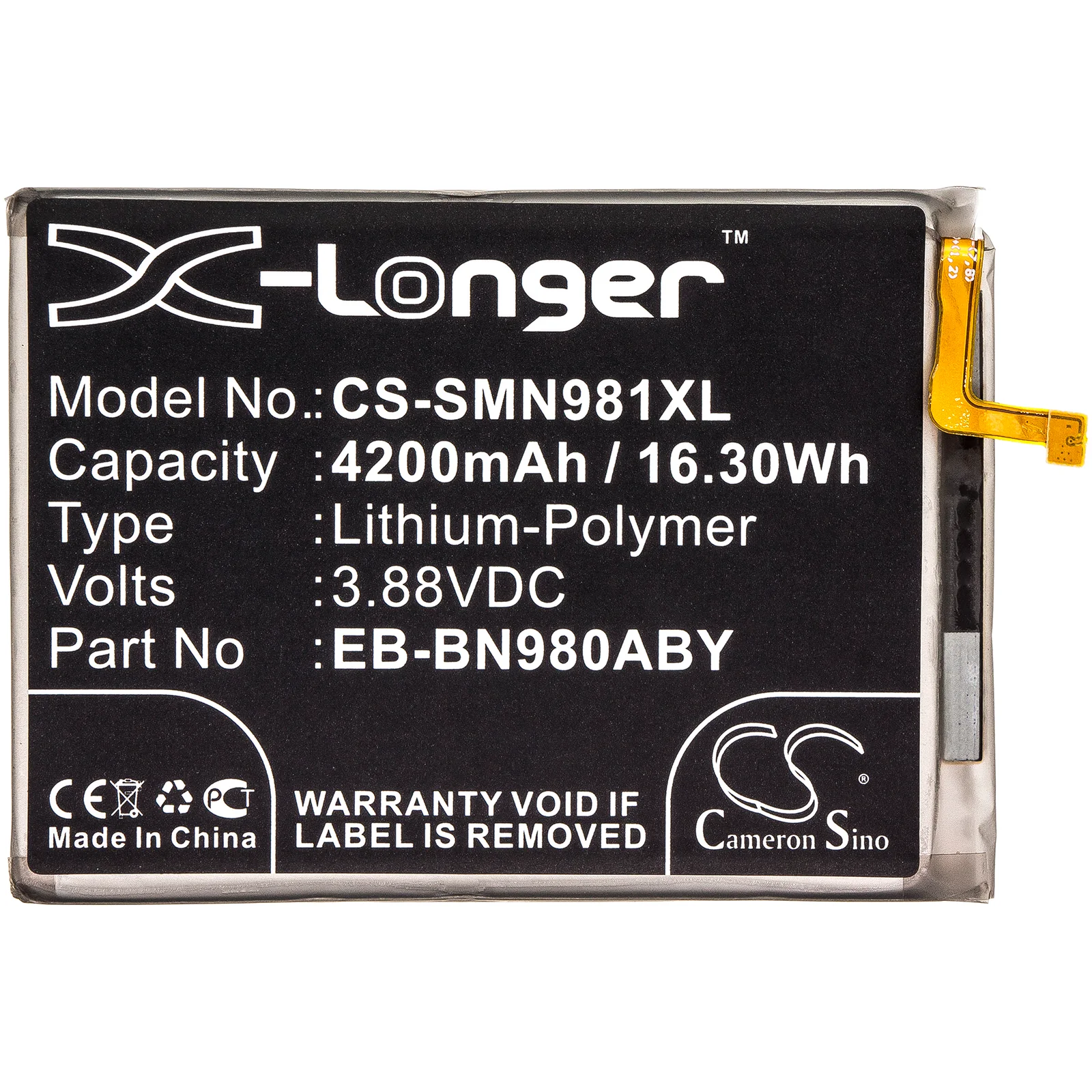 CS-SMN981XL : Battery for Samsung Galaxy Note 20, SM-N981N, Galaxy Note 20 5G and others - Replaces Samsung EB-BN980ABY, GH82-23496A - Image 3