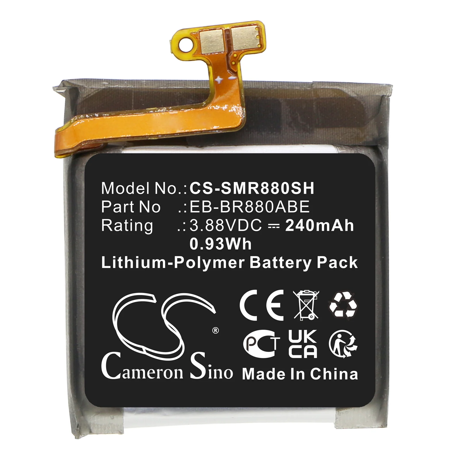 CS-SMR880SH : Battery for Samsung SM-R880, SM-R880N, Galaxy Watch 4 40mm and others - Replaces Samsung EB-BR880ABE, EB-BR880ABY, GH43-05068A and others - Image 3