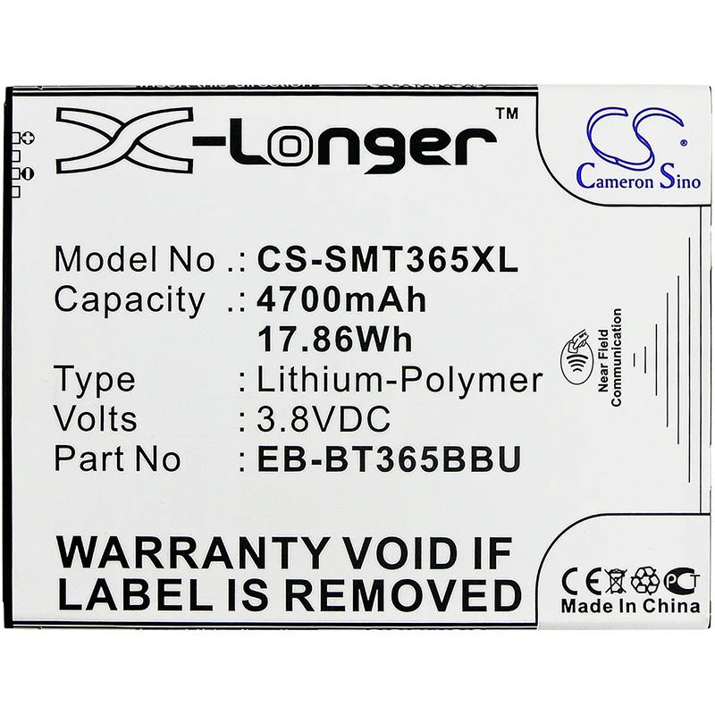 CS-SMT365XL : Battery for Samsung SM-T360, SM-T365, Galaxy Tab Active and others - Replaces Samsung EB-BT365BBU, EB-BT365BBC, EB-BT365BBUBUS and others - Image 3