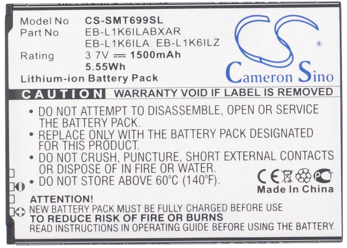 CS-SMT699SL : Battery for T-Mobile Galaxy Stratosphere II 4G, Galaxy Stratosphere II, Galaxy Stratosphere 2 - Replaces Samsung EB-L1K6ILA, EB-L1K6ILZ, EB-L1K6ILABXAR - Image 5