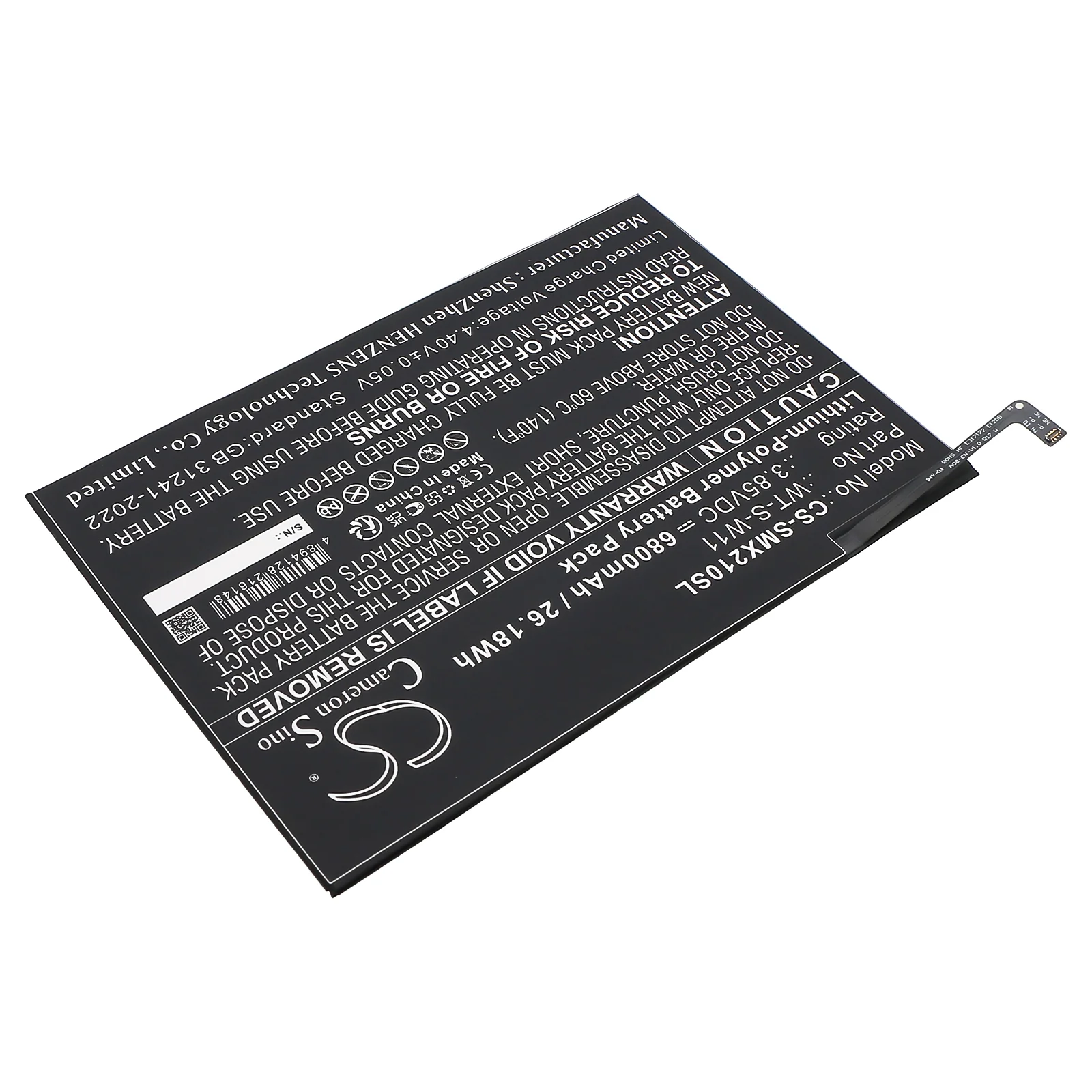 CS-SMX210SL : Battery for Samsung Galaxy Tab A9+ 5G 11, SM-X210, SM-X210NZAEXAR and others - Replaces Samsung WT-S-W11 - Image 4