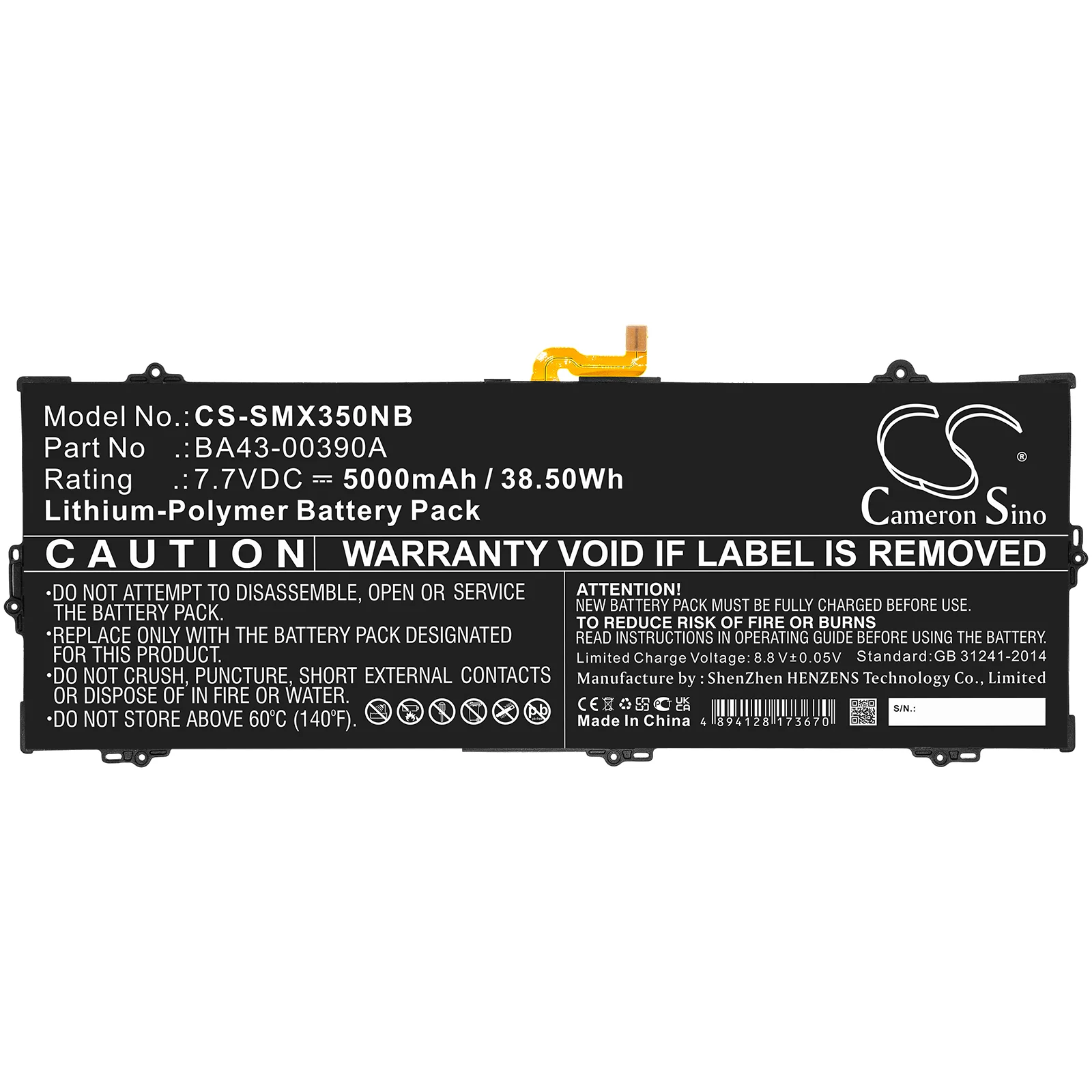 CS-SMX350NB : Battery for Samsung Chromebook 15.6", XE350XBA-K01US - Replaces Samsung BA43-00390A - Image 3