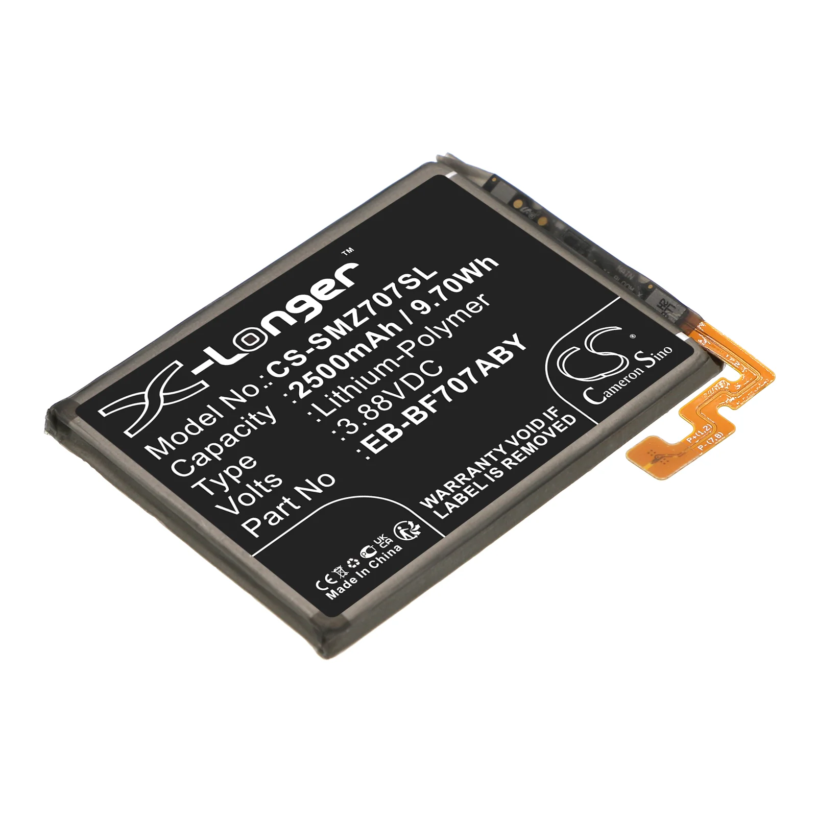 CS-SMZ707SL : Battery for Samsung Galaxy Z Flip F707U, Galaxy Z Flip 5G, SM-F707U1 and others - Replaces Samsung EB-BF707ABY, GH82-23867A - Image 3