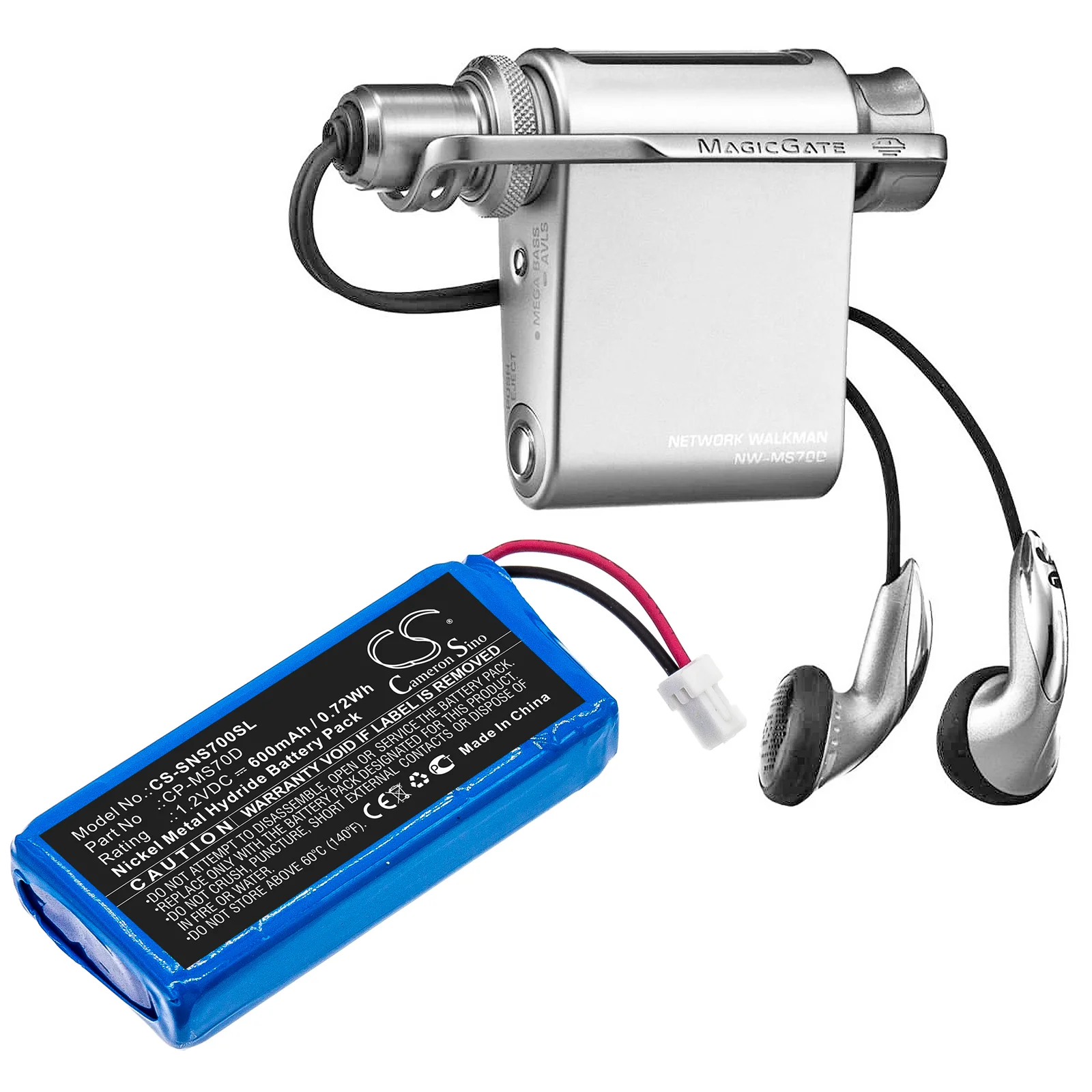 CS-SNS700SL : Battery for Sony Walkman NW-MS70D, NW-MS90D - Replaces Sony CP-MS70D - Image 6