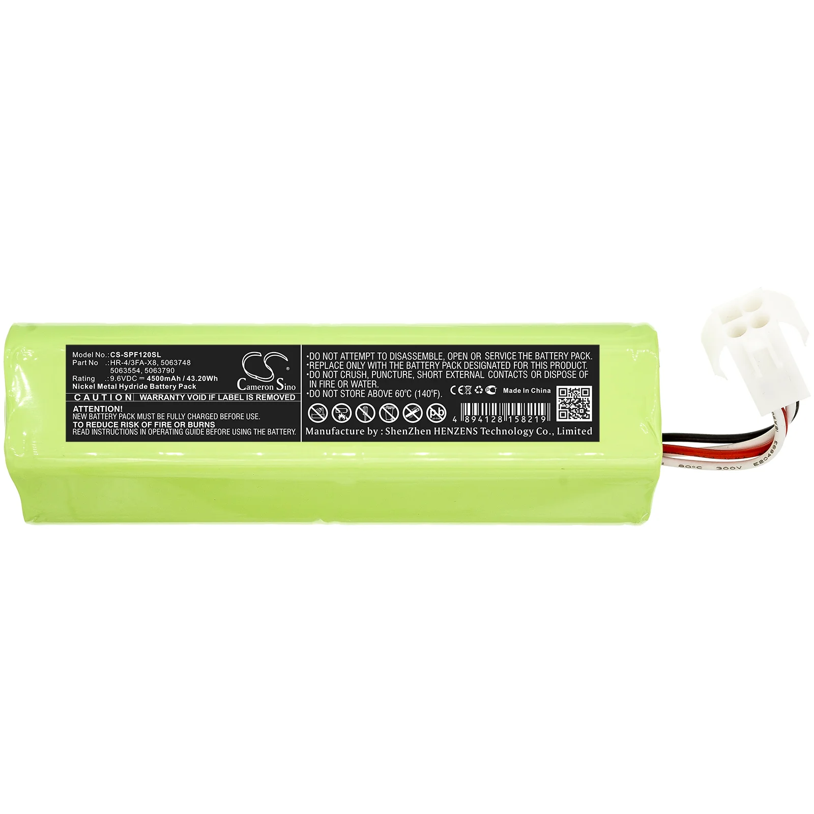 CS-SPF120SL : Battery for 3M Scott Proflow PF-630, PF-619E - Replaces Scott HR-4/3FA-X8, 5063748, 5063554 and others - Image 3