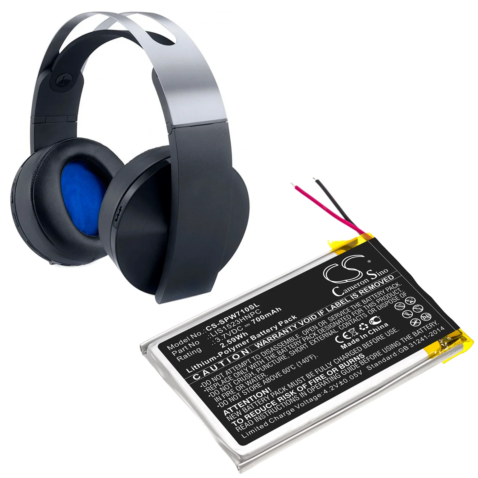 CS-SPW710SL : Battery for Sony Platinum Wireless 7.1, CECHYA-0090 - Replaces Sony LIS1523HNPC - Image 5
