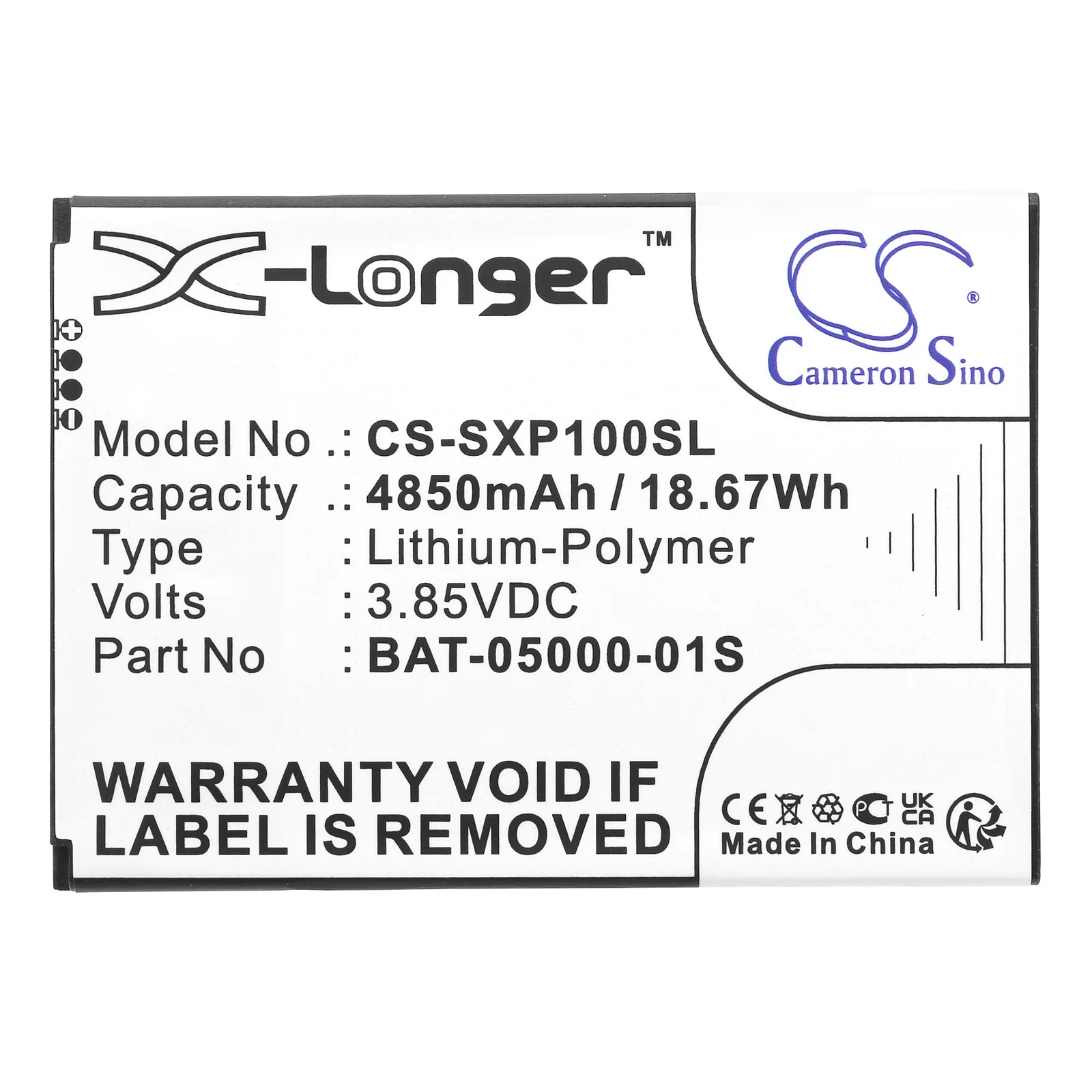 CS-SXP100SL : Battery for Sonim XP10, XP9900 - Replaces Sonim BAT-05000-01S - Image 3