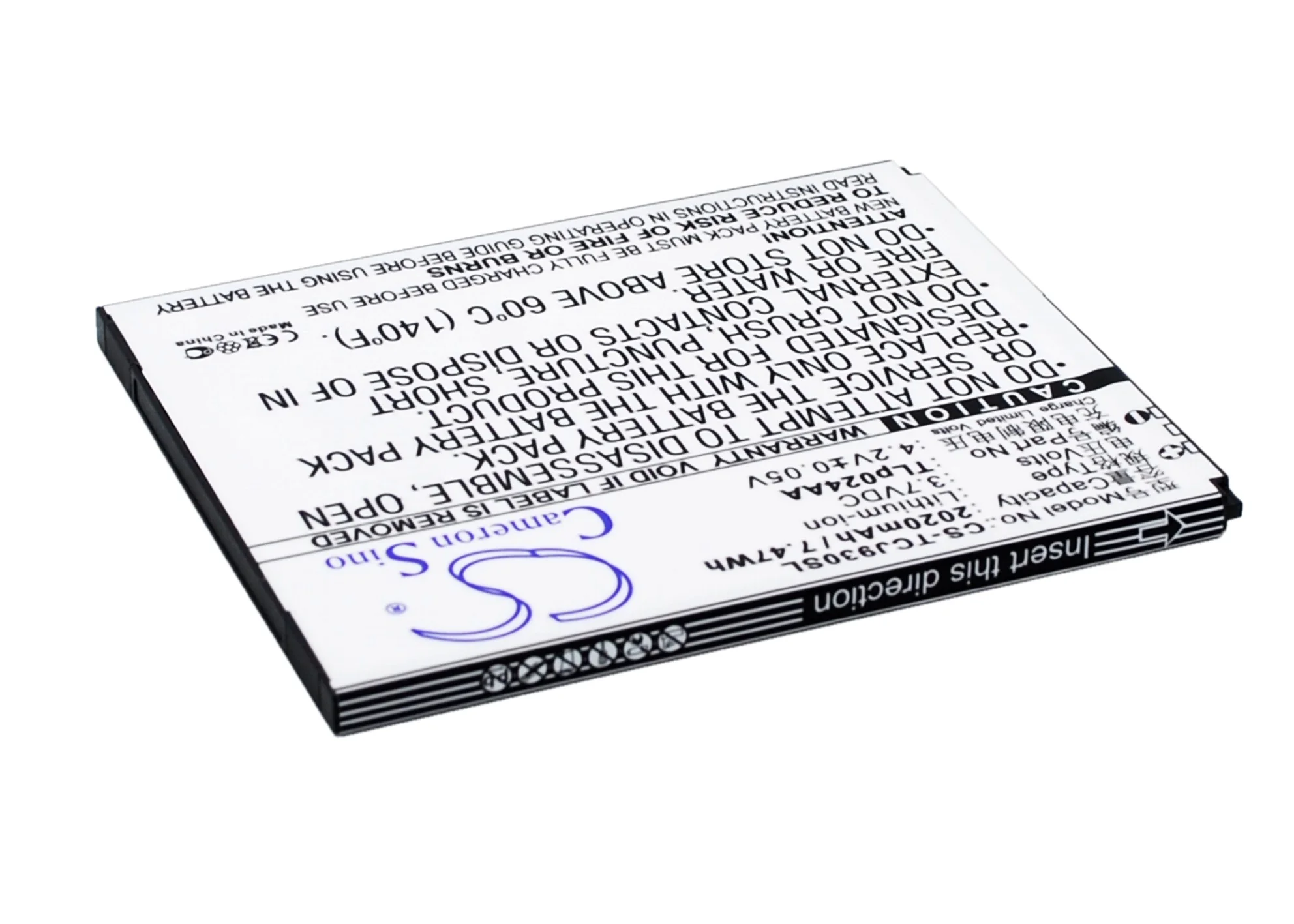 CS-TCJ930SL : Battery for TCL J930, J936D, J930T - Replaces TCL TLp024AA - Image 2