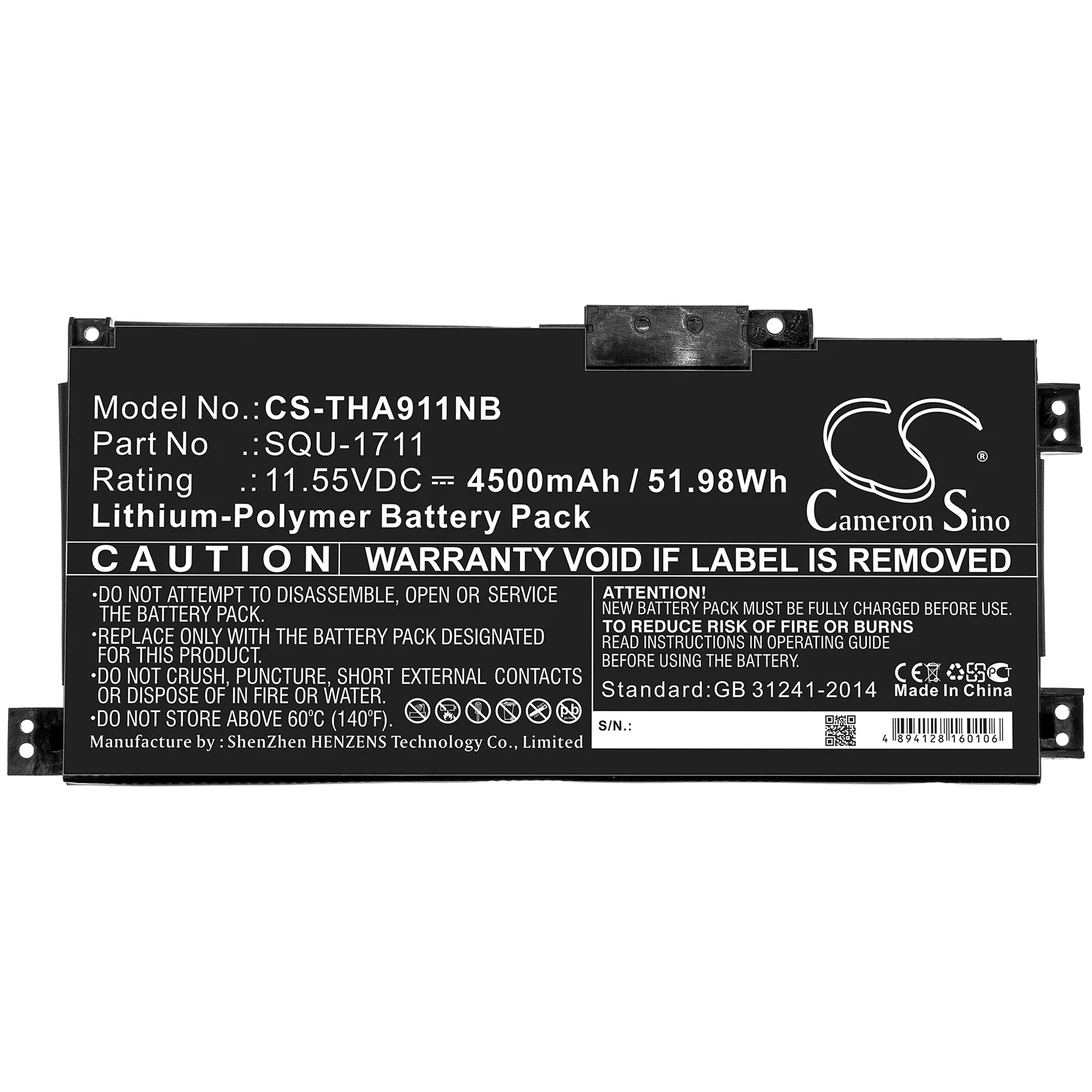 CS-THA911NB : Battery for Thunderobot G7000M, 911MT, 911ME and others - Replaces Thunderobot SQU-1711 - Image 3