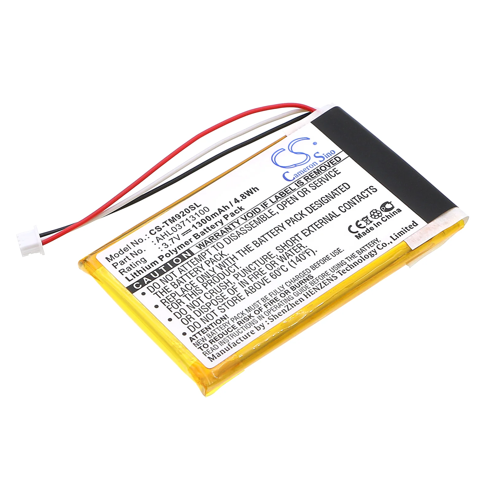 CS-TM920SL : Battery for TomTom Go 920, Go 920T, Go XL330 and others - Replaces TomTom AHL03713100