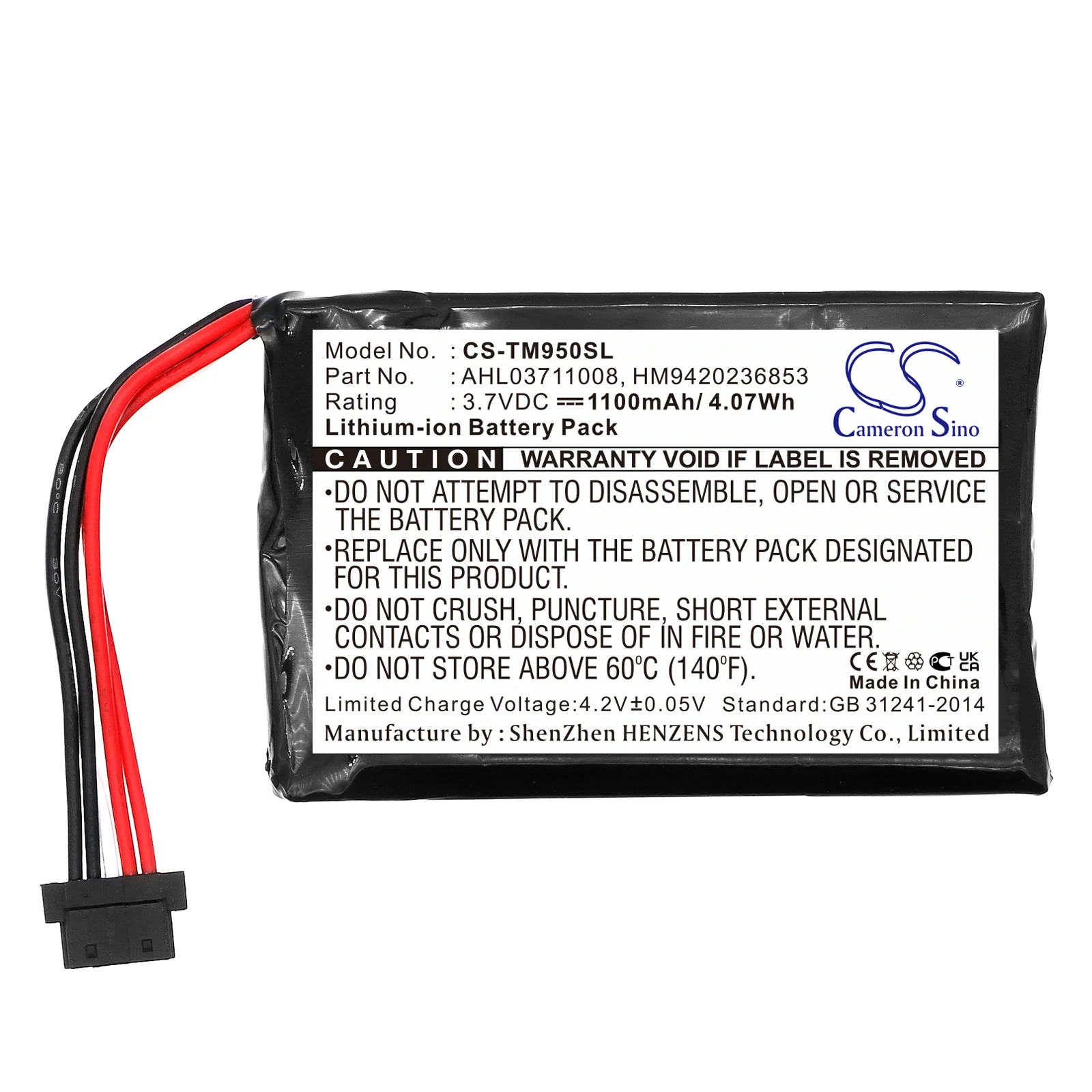 CS-TM950SL : Battery for TomTom Go 950, Go 950 Live, 4CP9.002.00 and others - Replaces TomTom AHL03711008, HM9420236853 - Image 3