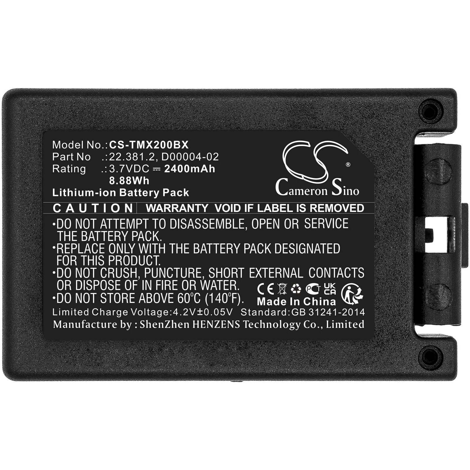 CS-TMX200BL : Battery for Teleradio Transmitter Tele Radio TG-TXMNL, TG-TXMNL - Replaces Teleradio D00004-02, 22.381.2, M245060 and others (Copy) - Image 5
