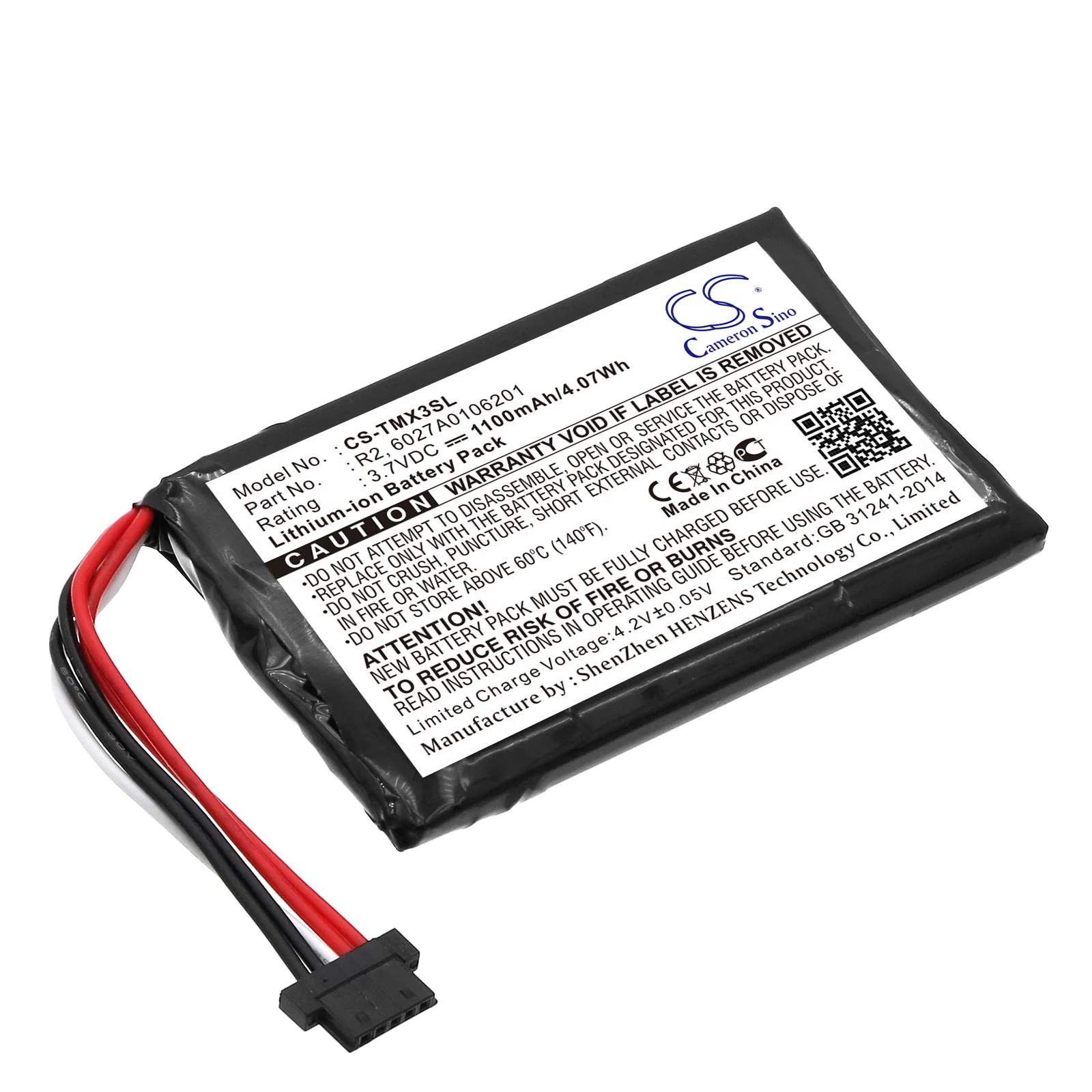 CS-TMX3SL : Battery for TomTom XXL IQ Routes, 4EP0.001.02, 1EP0.029.01 and others - Replaces TomTom 6027A0106201