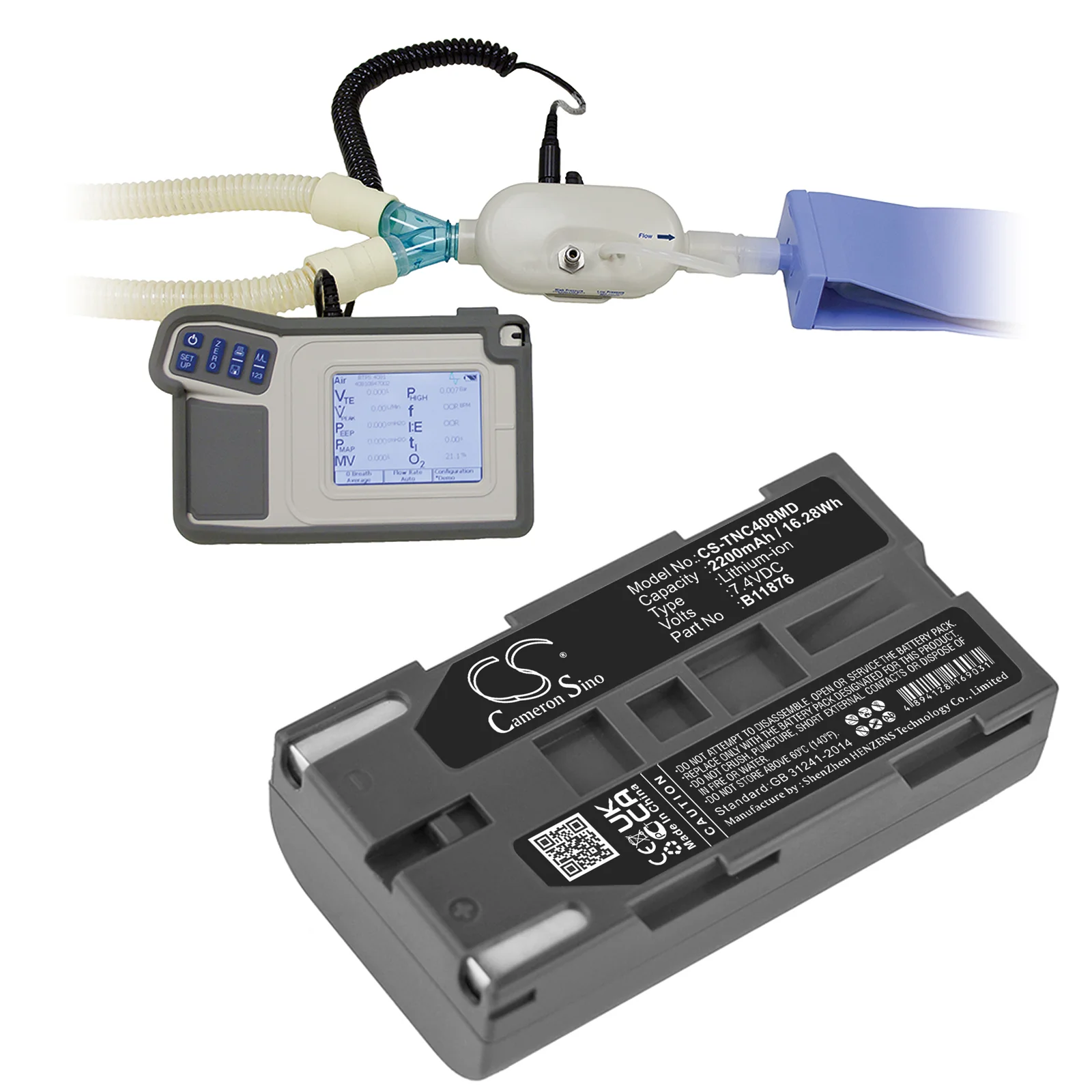 CS-TNC408MD : Battery for TSI INC Certifier FA Plus Ventilator, Certifier Flow Analyzer Plus Ventilator Test System 4080 - Replaces TSI INC BLI-195, B11876 - Image 4