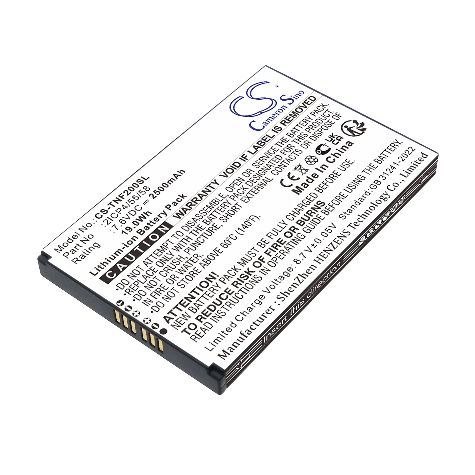 CS-TNF200SL : Battery for Feitian F20, F20 Smart POS - Replaces Feitian 2ICP4/55/58 - Image 3