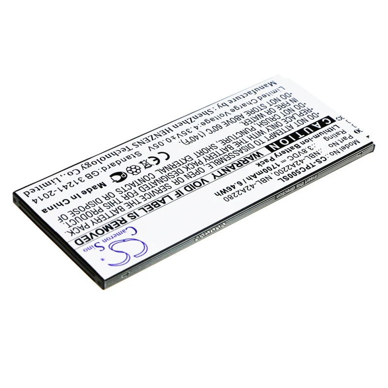 CS-TPC500SL : Battery for Neffos C5, C5 LTE Dual SIM, TP701A - Replaces Neffos NBL-42A2200, NBL-42A2280 - Image 2