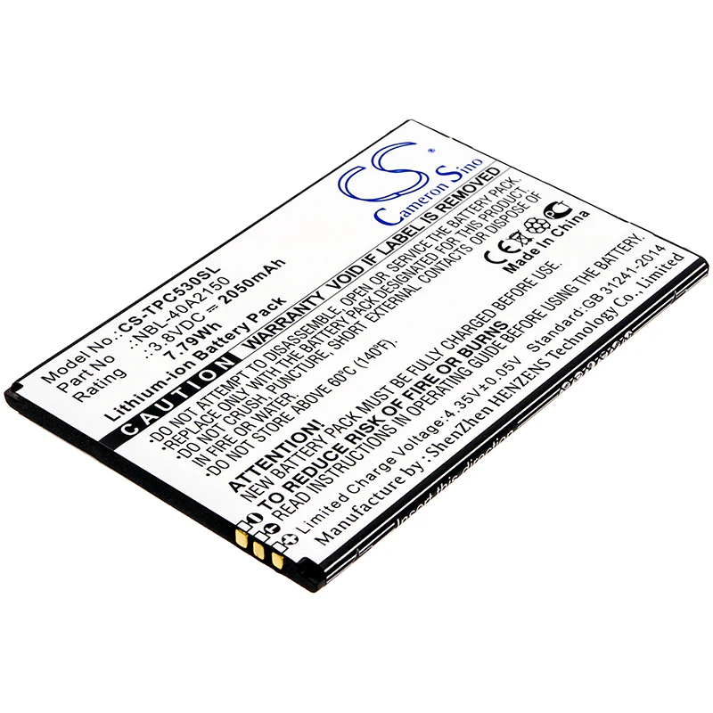 CS-TPC530SL : Battery for Neffos C5 Plus, TP7031A, TP7031C - Replaces Neffos NBL-40A2150, NBL-40B2150 - Image 3